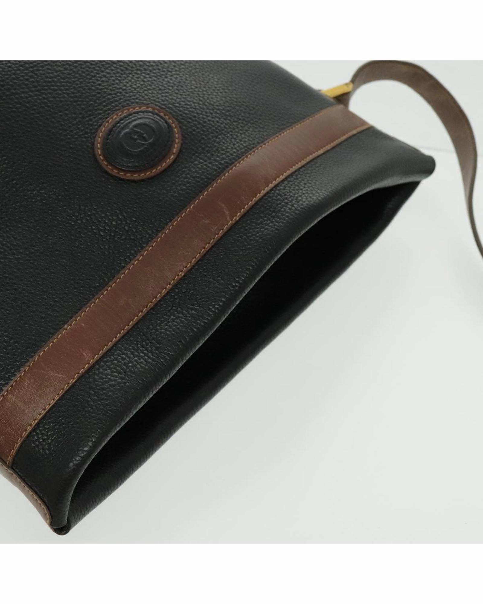 Leather Shoulder Bag with Gold Accents