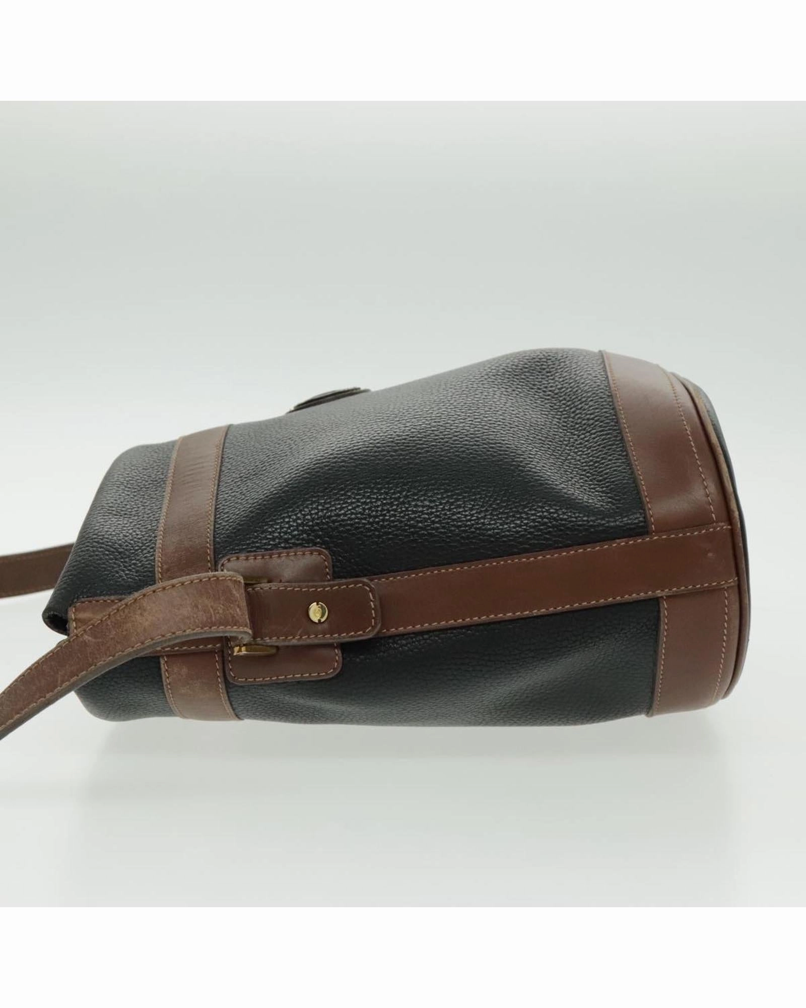 Leather Shoulder Bag with Gold Accents