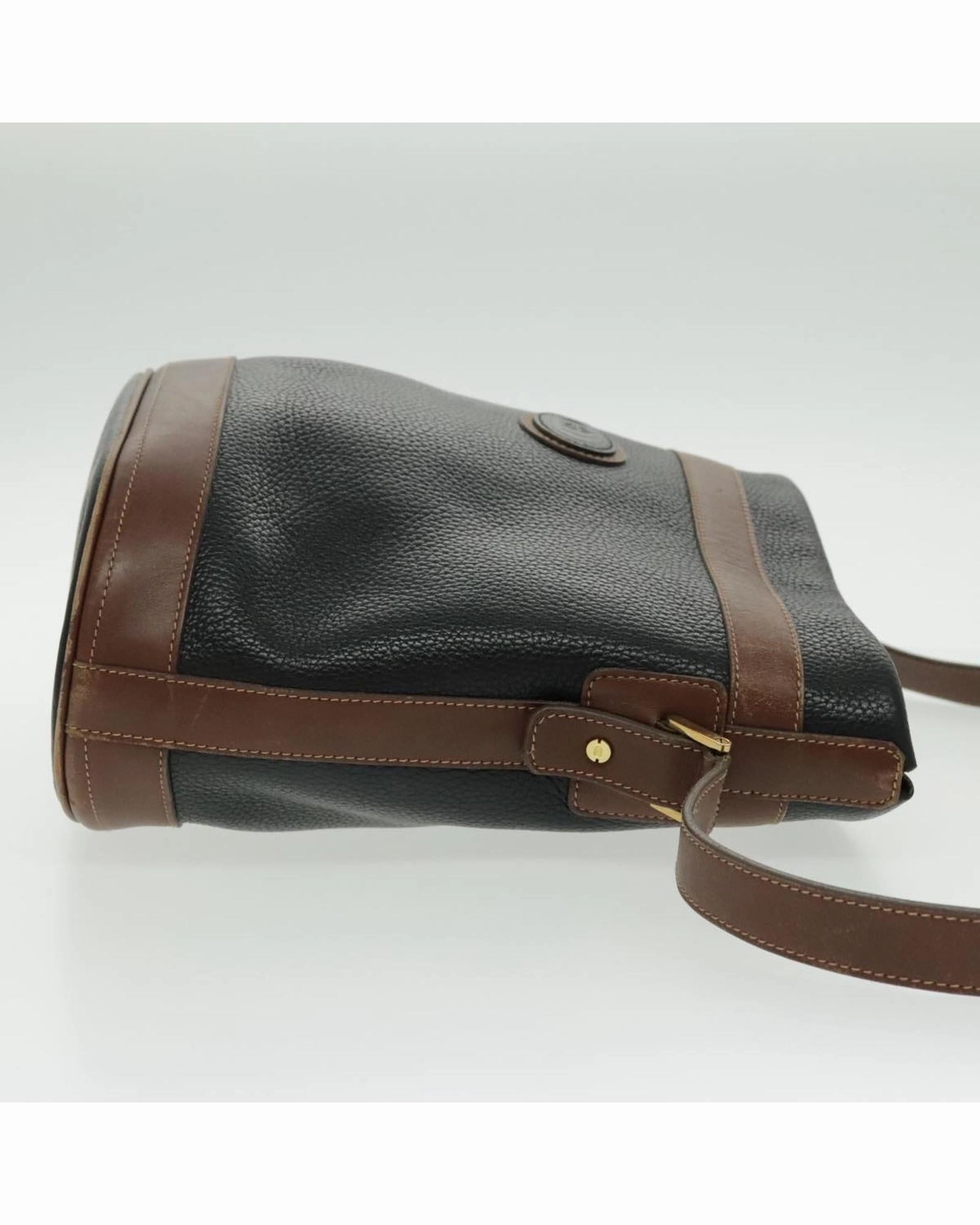 Leather Shoulder Bag with Gold Accents
