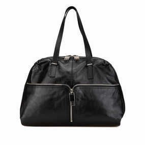 Leather Unzipped Shoulder Bag