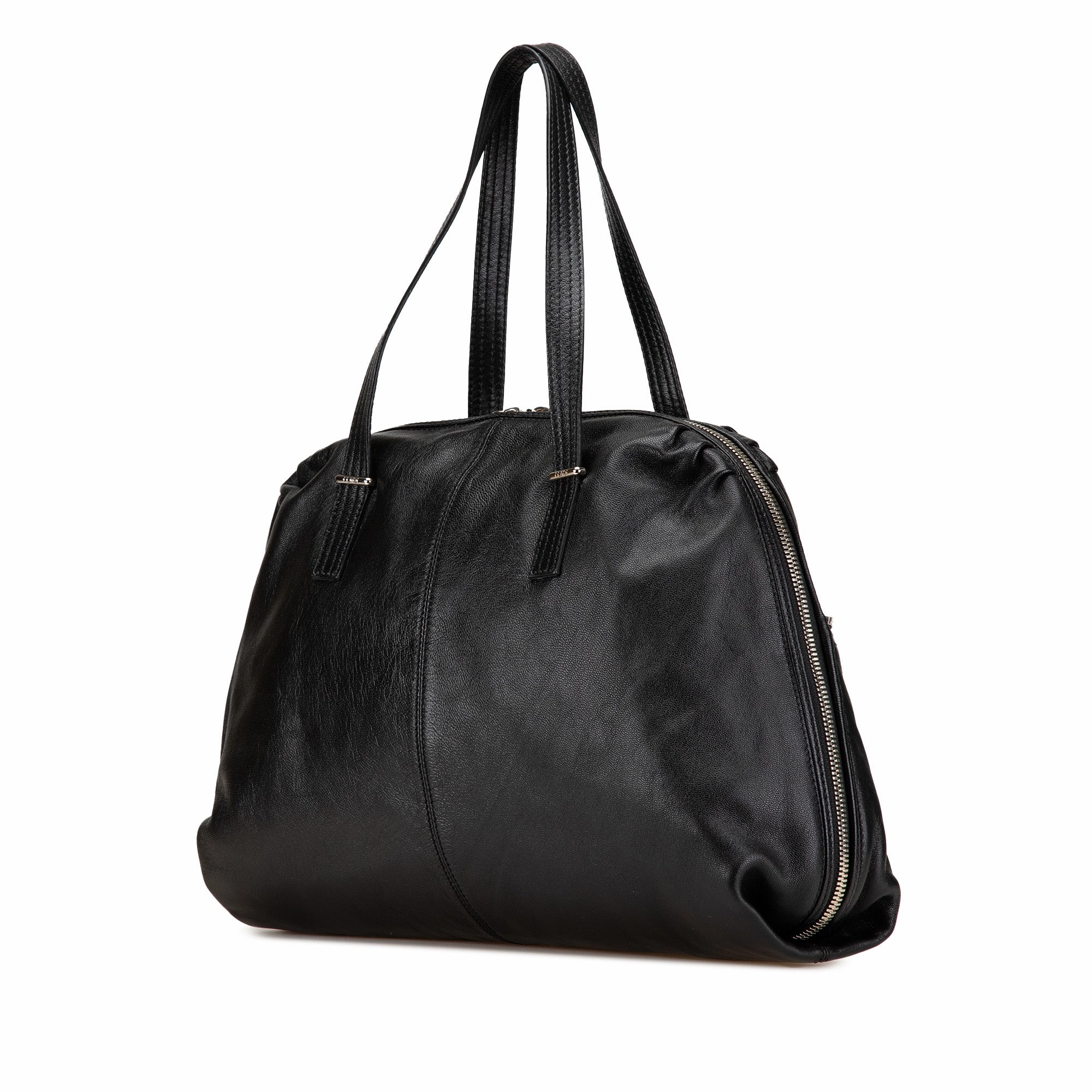 Leather Unzipped Shoulder Bag