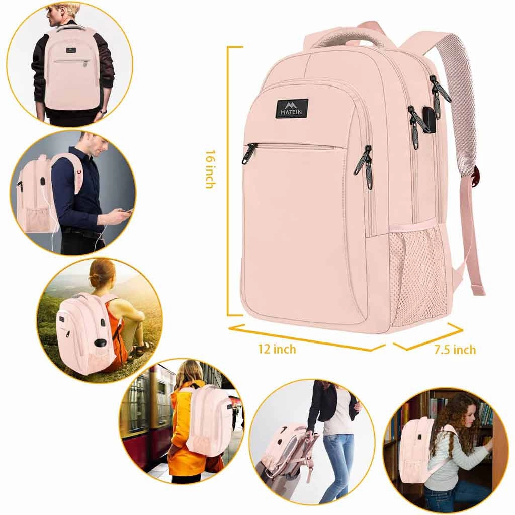 Light Pink Mlassic Travel Laptop Backpack