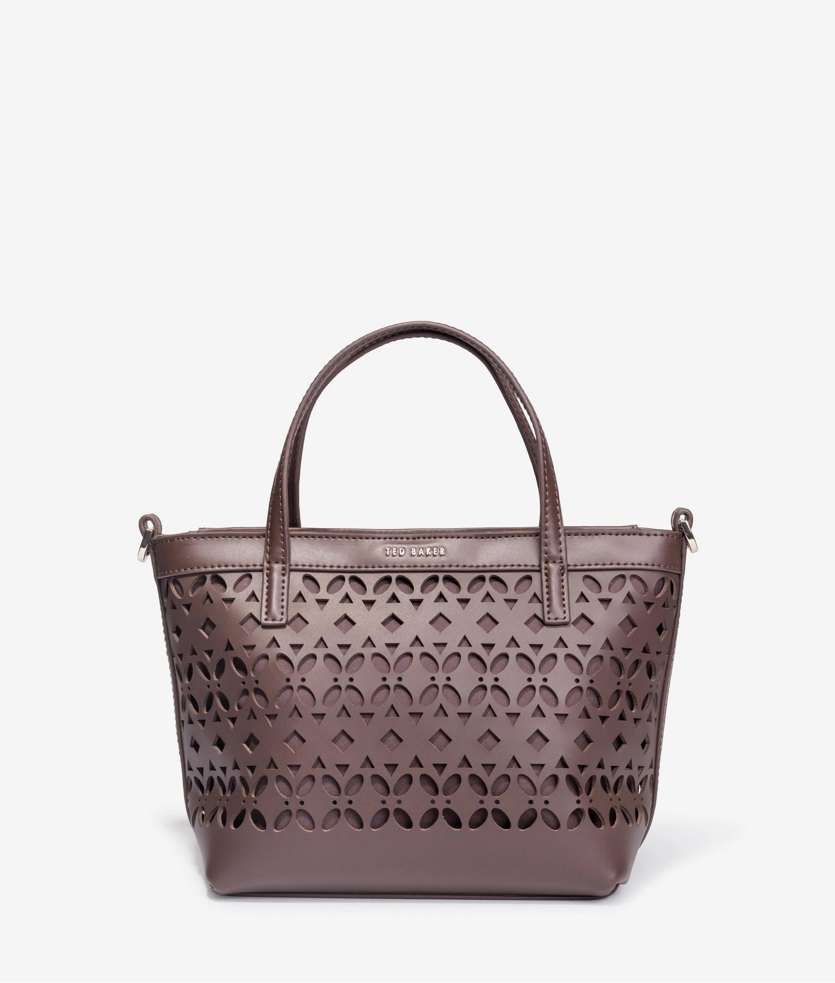 Lissann lazer cut mini shopper in dark brown
