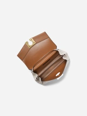 Lita Small Two-Tone Logo and Leather Crossbody Bag