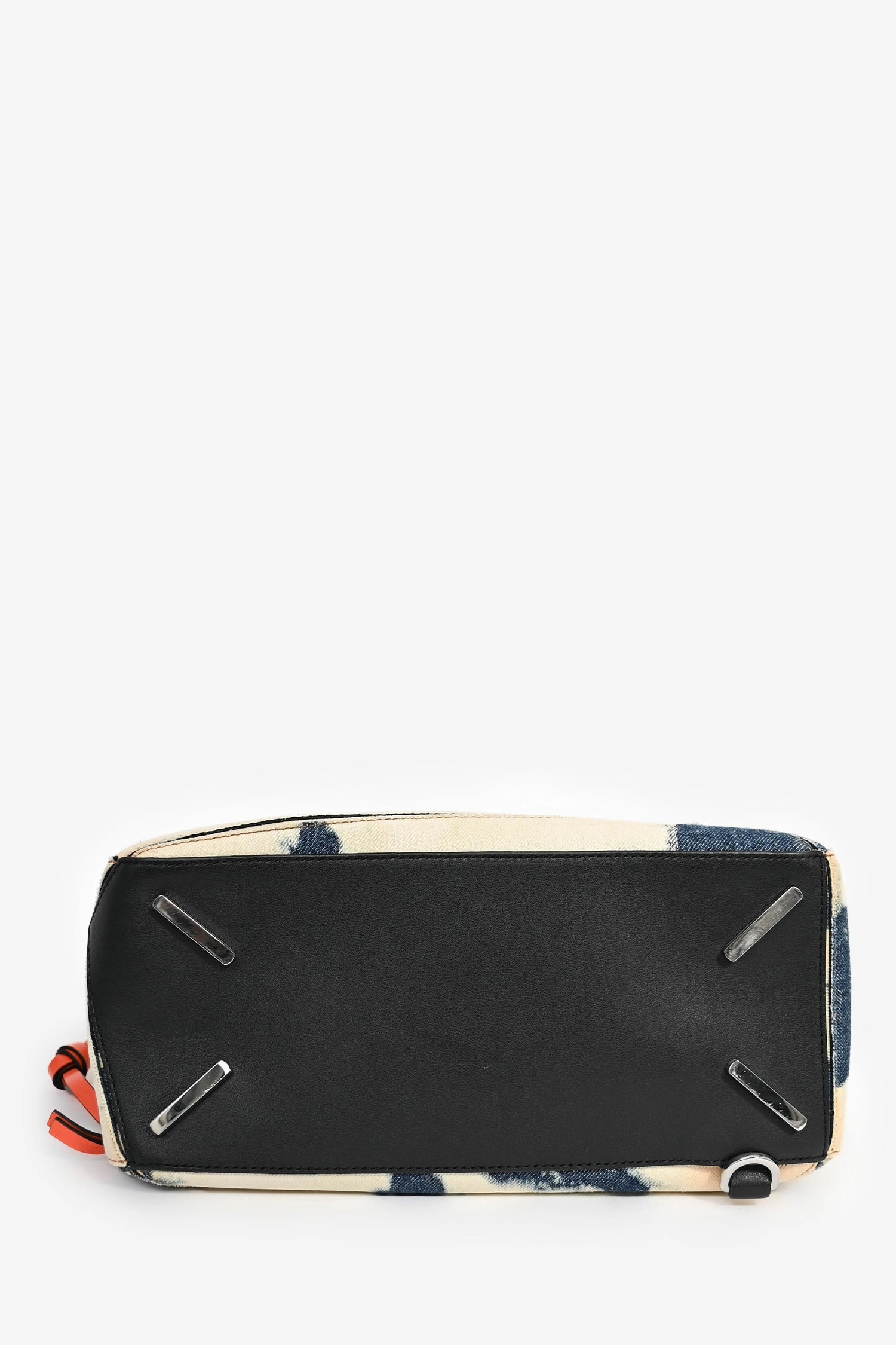 Loewe 2017 Blue Acid Wash Leather Trimmed Medium Puzzle Bag