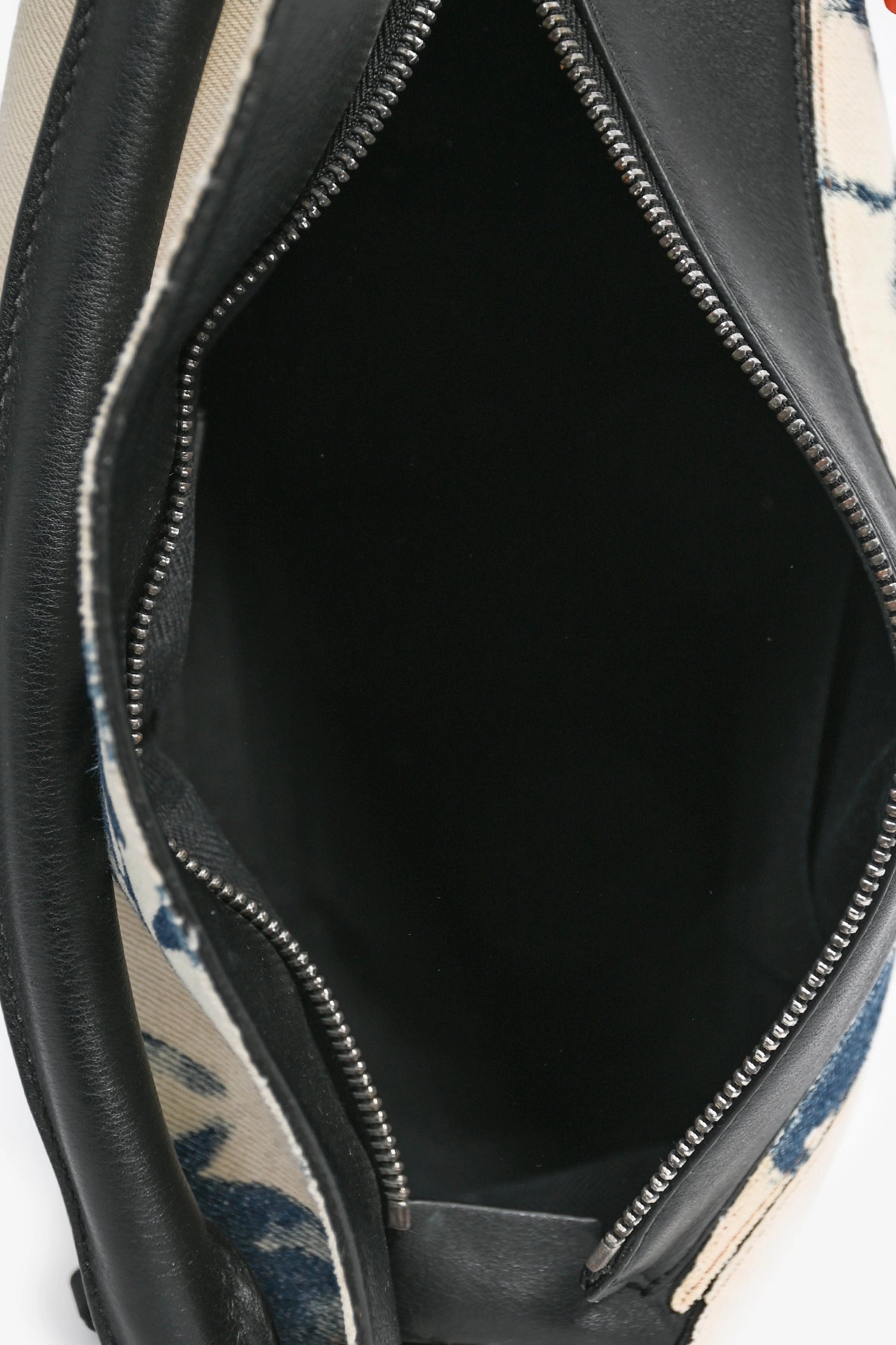Loewe 2017 Blue Acid Wash Leather Trimmed Medium Puzzle Bag