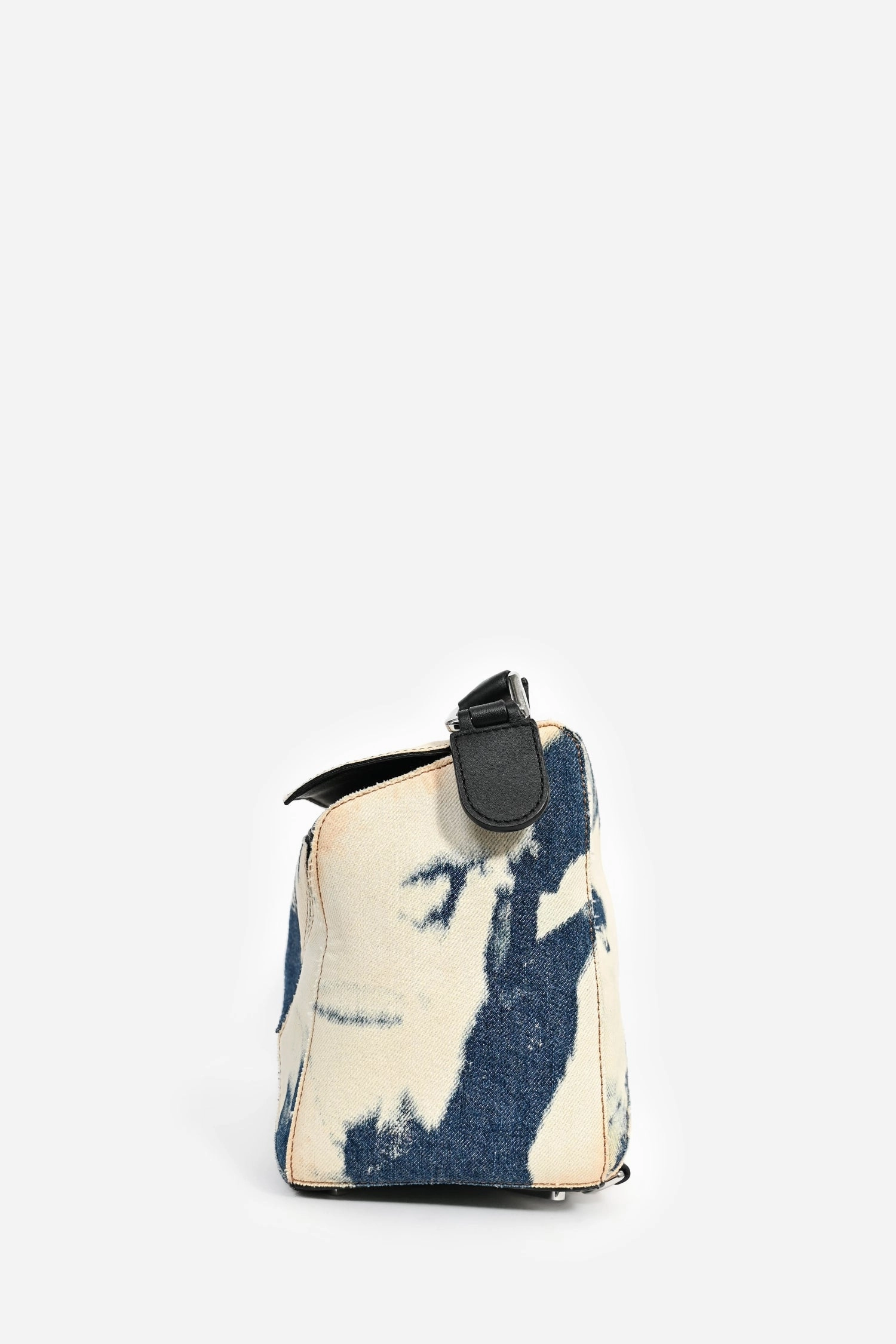 Loewe 2017 Blue Acid Wash Leather Trimmed Medium Puzzle Bag
