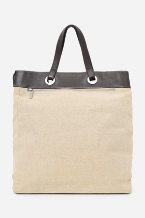 Loewe Beige/Brown Canvas/Leather Tote Bag (As Is)