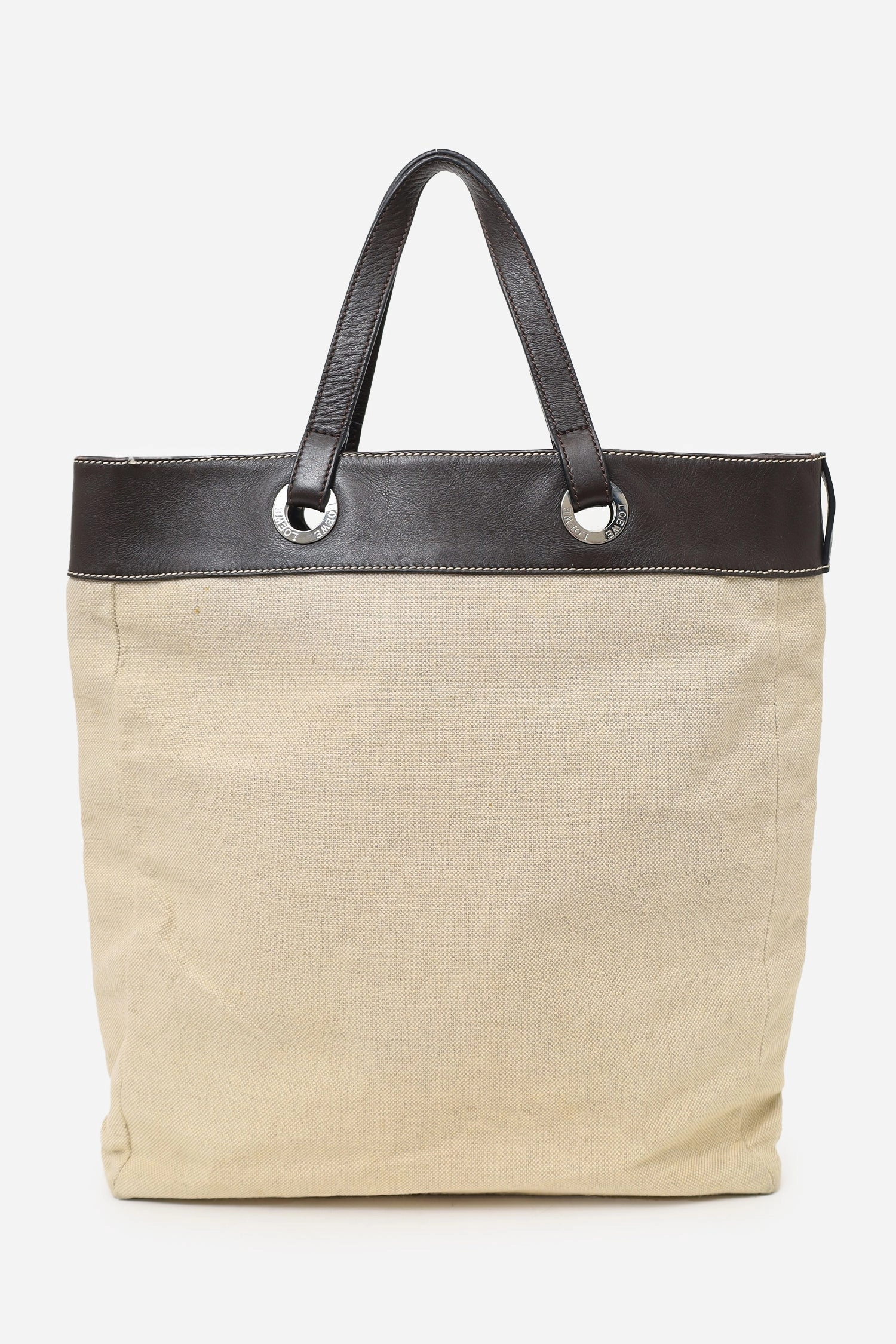 Loewe Beige/Brown Canvas/Leather Tote Bag (As Is)