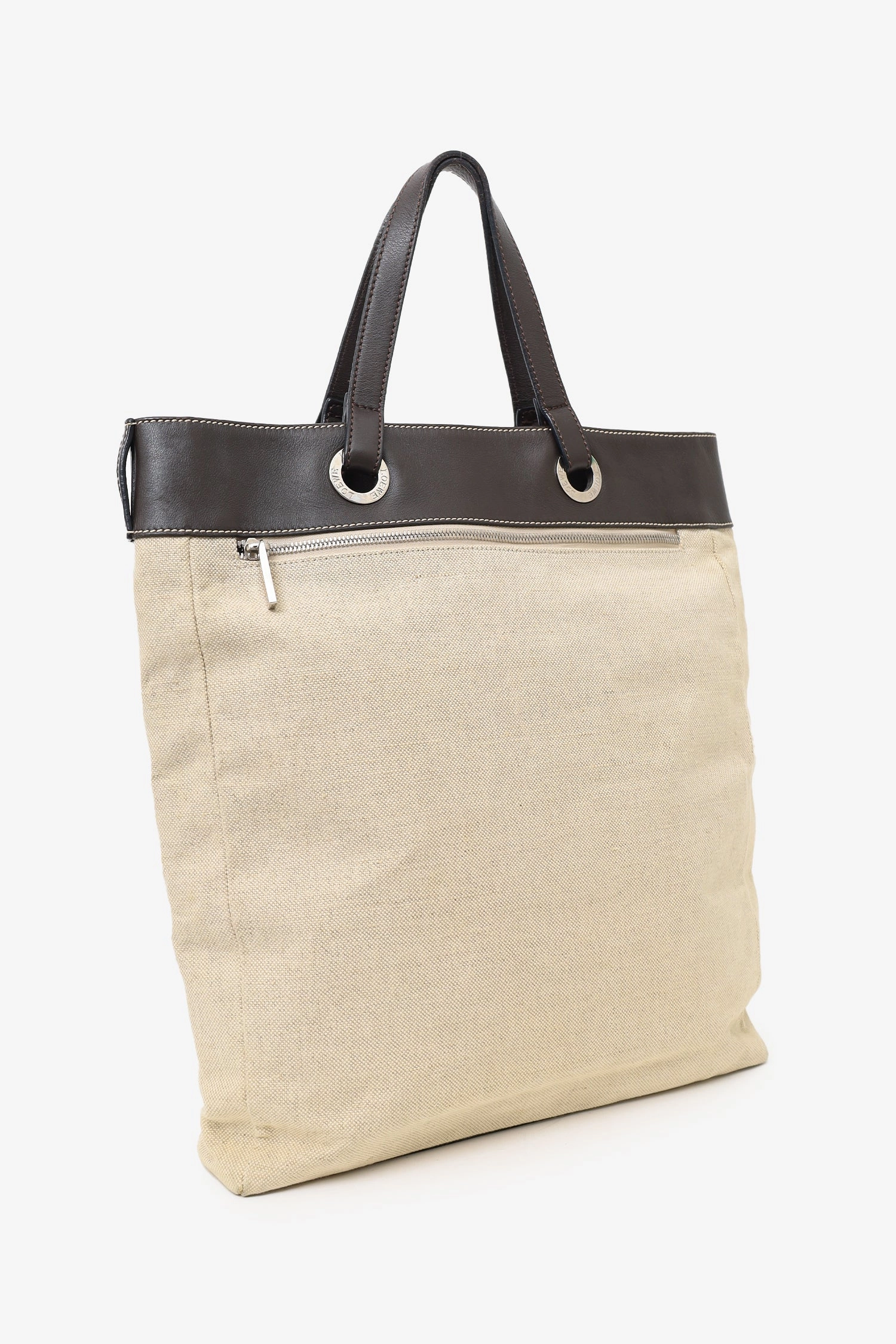 Loewe Beige/Brown Canvas/Leather Tote Bag (As Is)