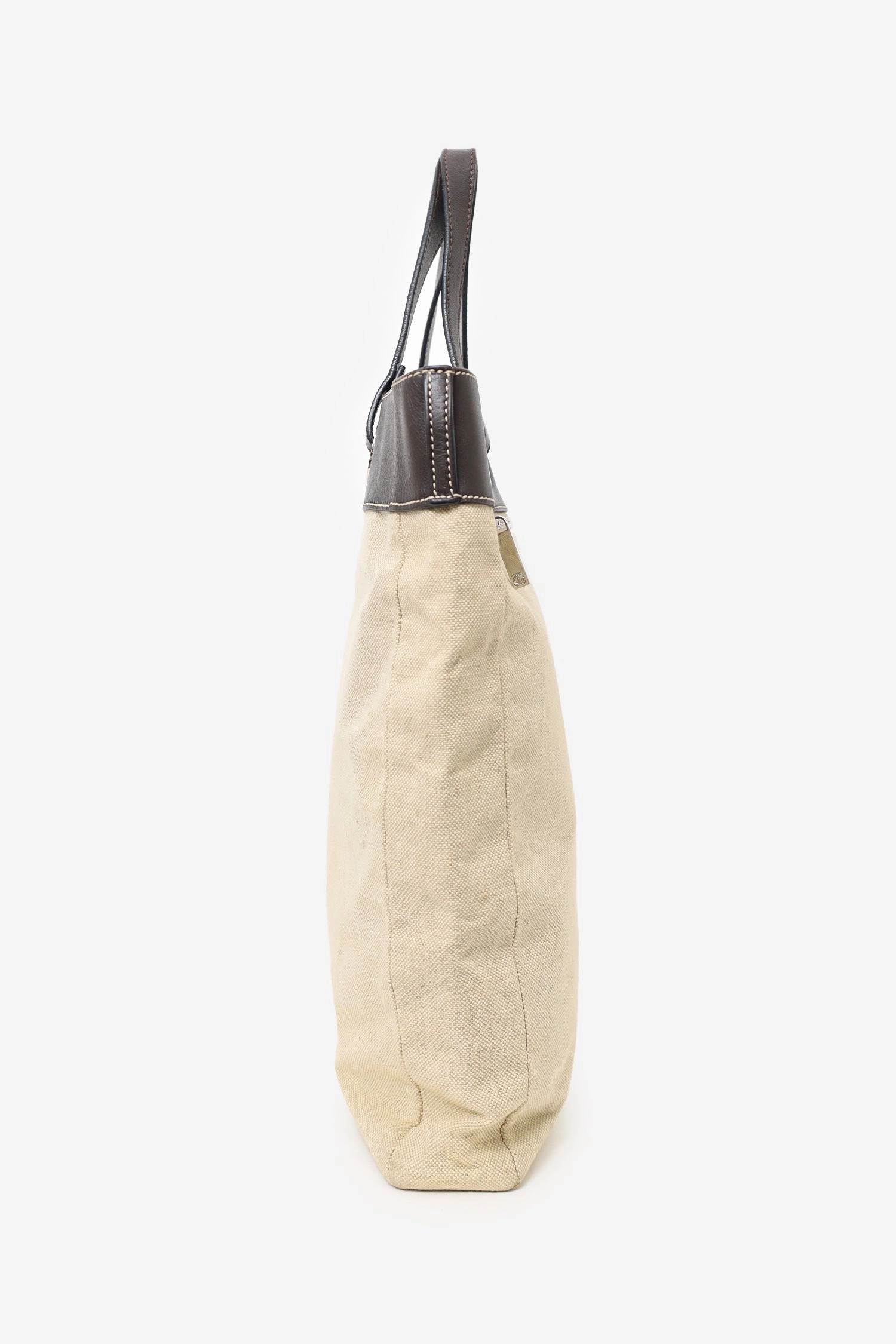 Loewe Beige/Brown Canvas/Leather Tote Bag (As Is)