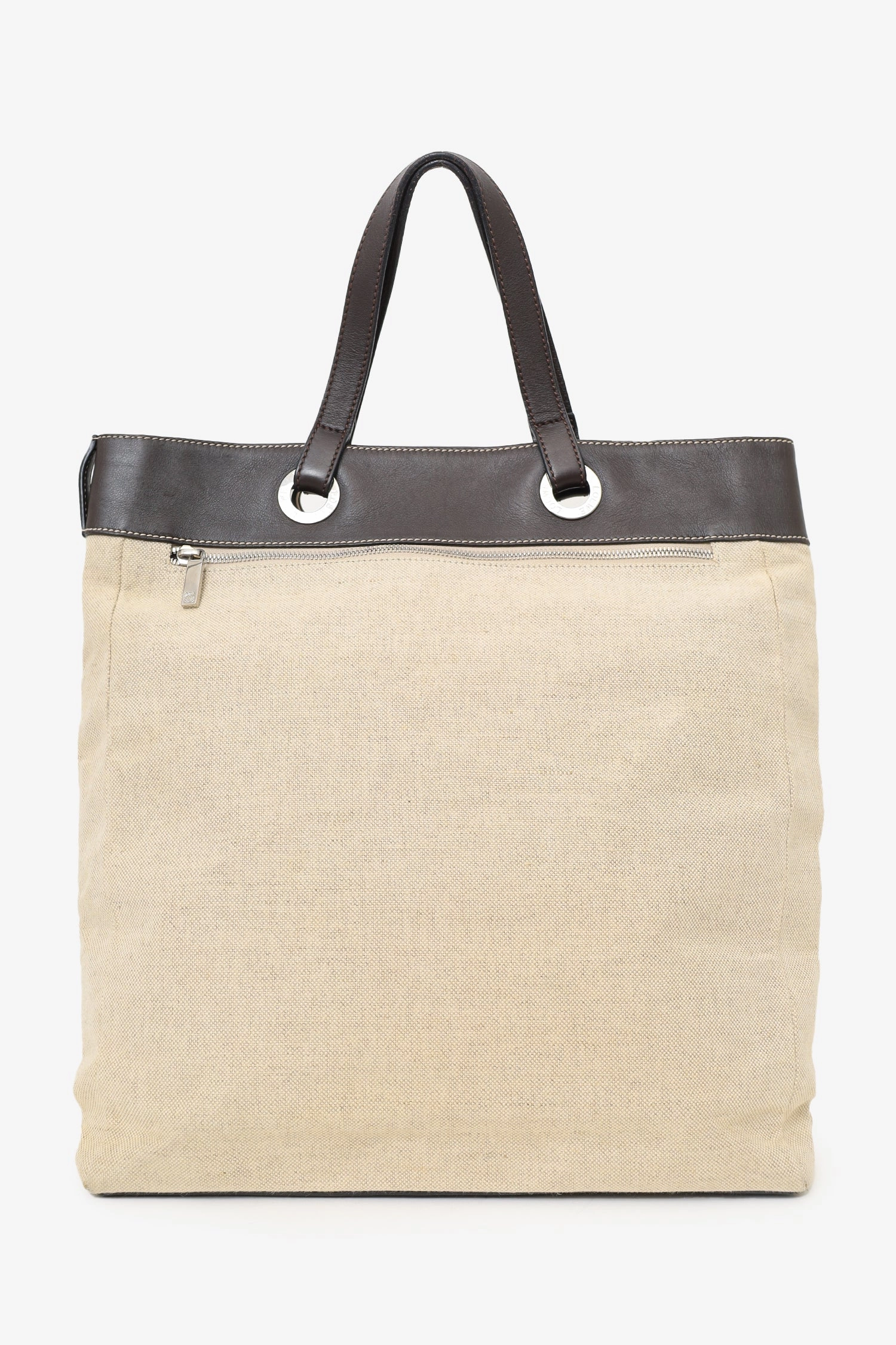 Loewe Beige/Brown Canvas/Leather Tote Bag (As Is)
