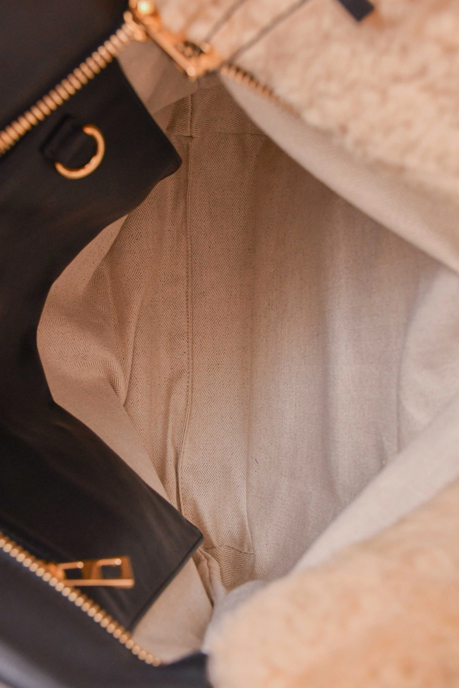 Loewe Beige Teddy Brown Leather 'Mouton' Anagram Tote