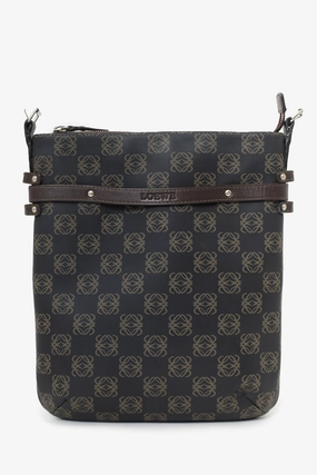 Loewe Brown Coated Canvas Crossbody Bag with Pouch