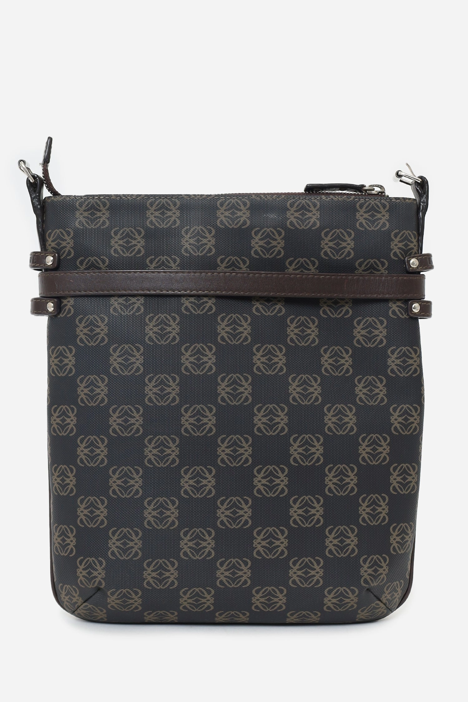 Loewe Brown Coated Canvas Crossbody Bag with Pouch