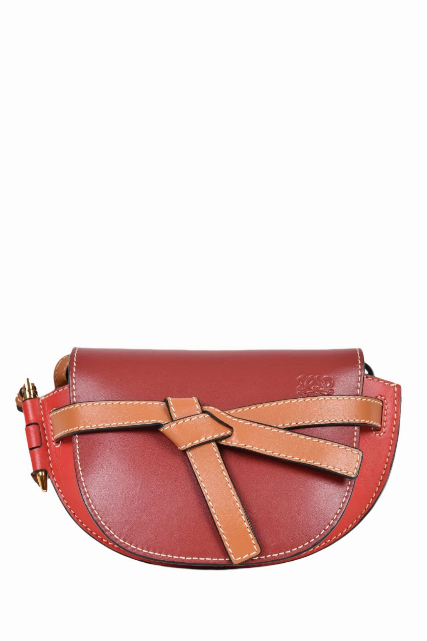 Loewe Burgundy/Brown Leather Mini 'Gate' Crossbody Bag