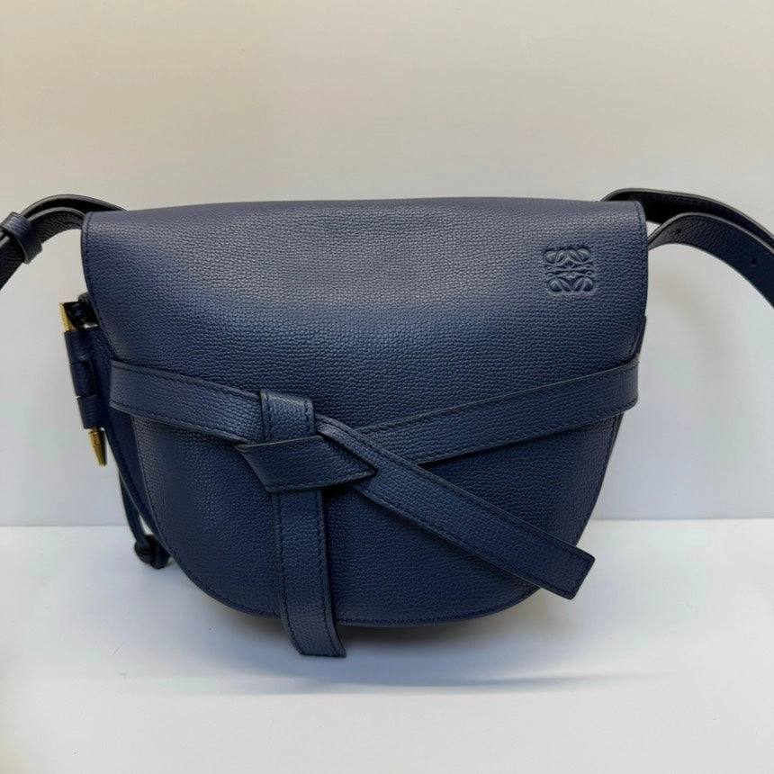 Loewe Gate Navy Leather Crossbody Bag Medium
