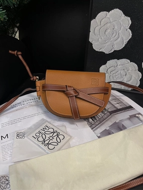 Loewe Mini Gate Saddle Crossbody Bag Caramel