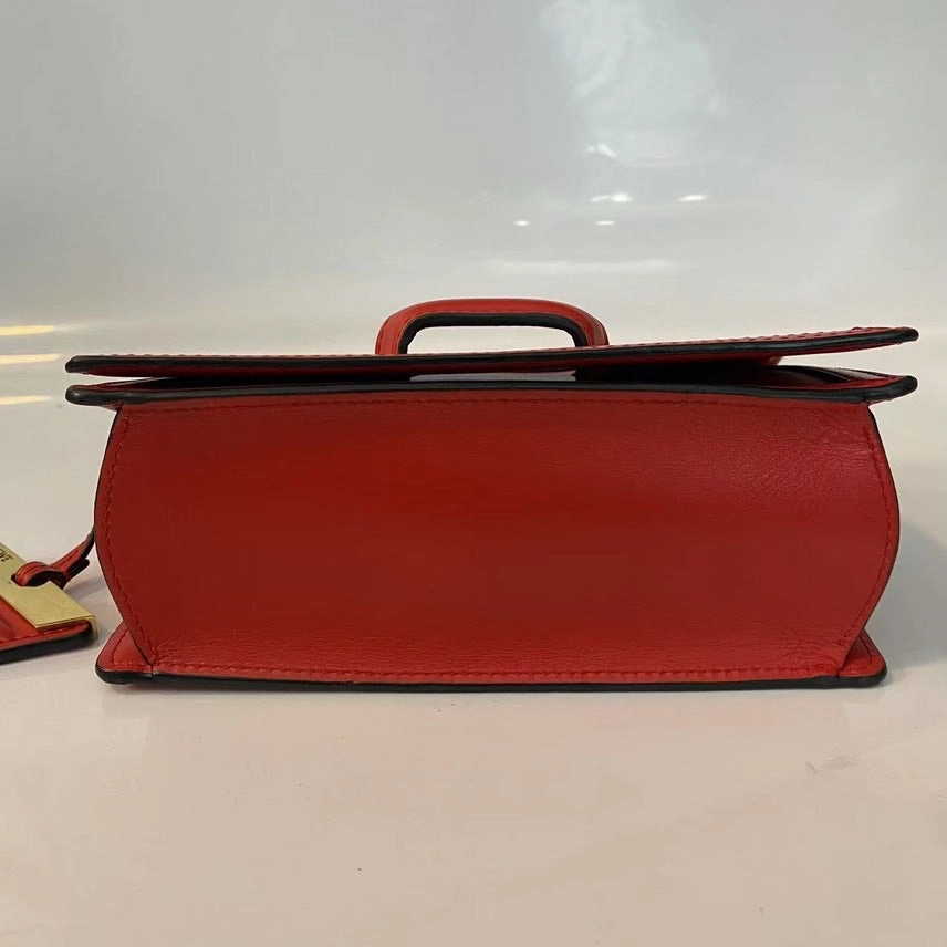 Loewe Red Leather Puzzle Crossbody Bag