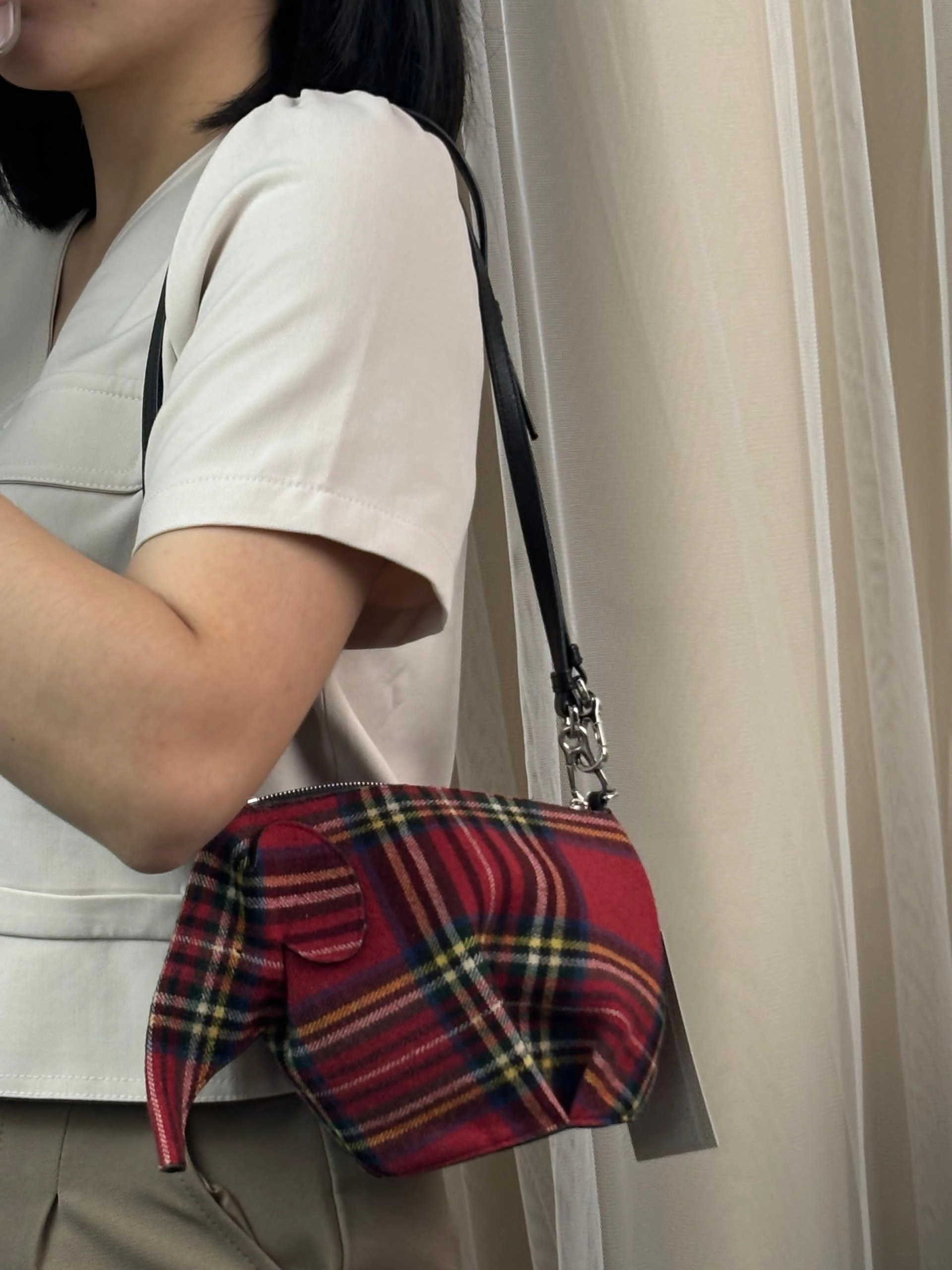 Loewe Wool Tartan Elephant Crossbody Bag