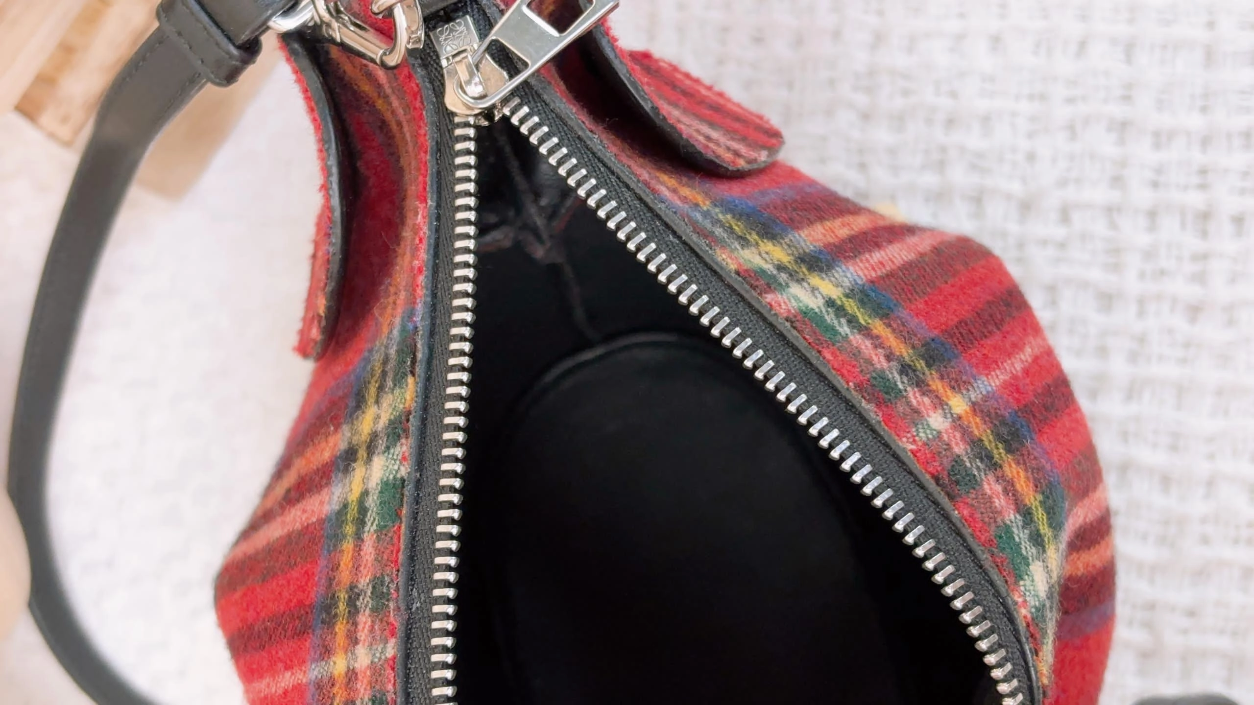Loewe Wool Tartan Elephant Crossbody Bag