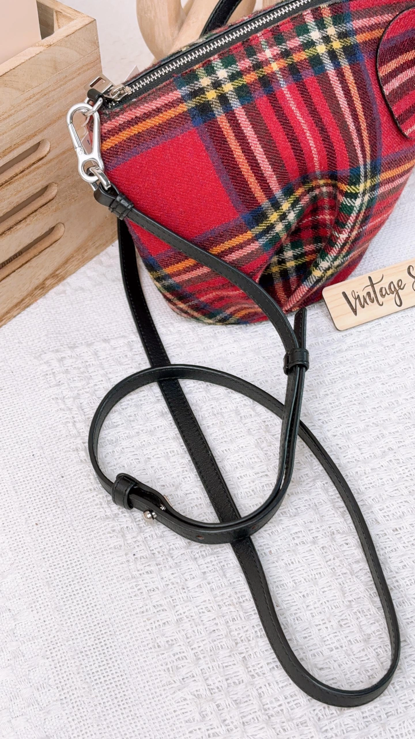 Loewe Wool Tartan Elephant Crossbody Bag