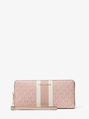 Logo Stripe Continental Wristlet