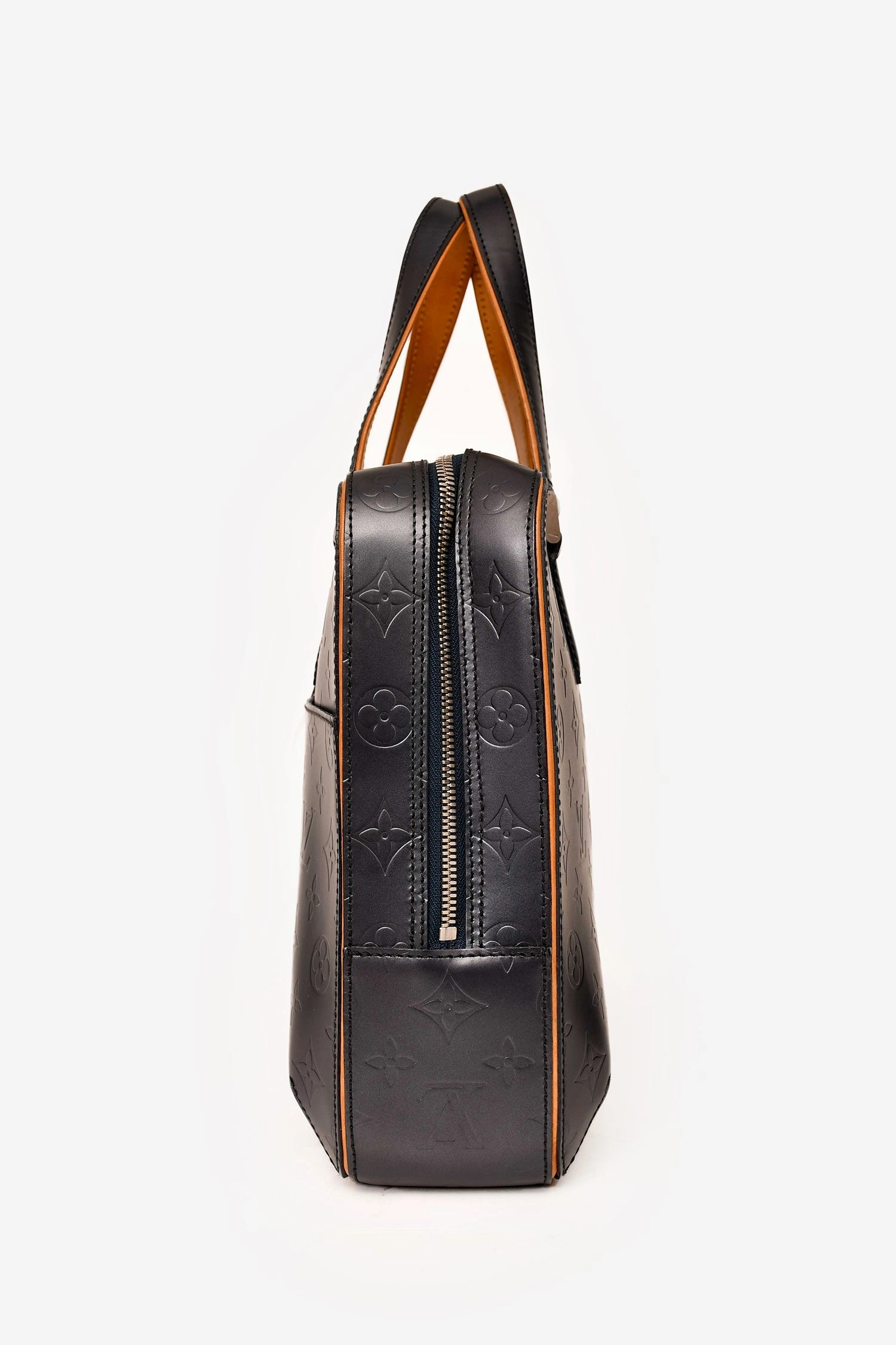 Louis Vuitton 2002 Matte Greyish Blue Leather Monogram Briefcase