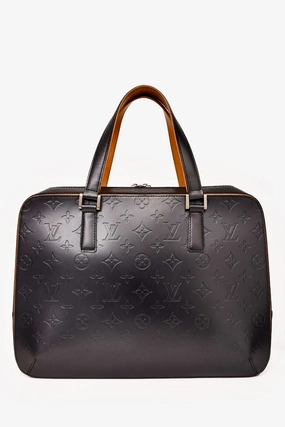 Louis Vuitton 2002 Matte Greyish Blue Leather Monogram Briefcase