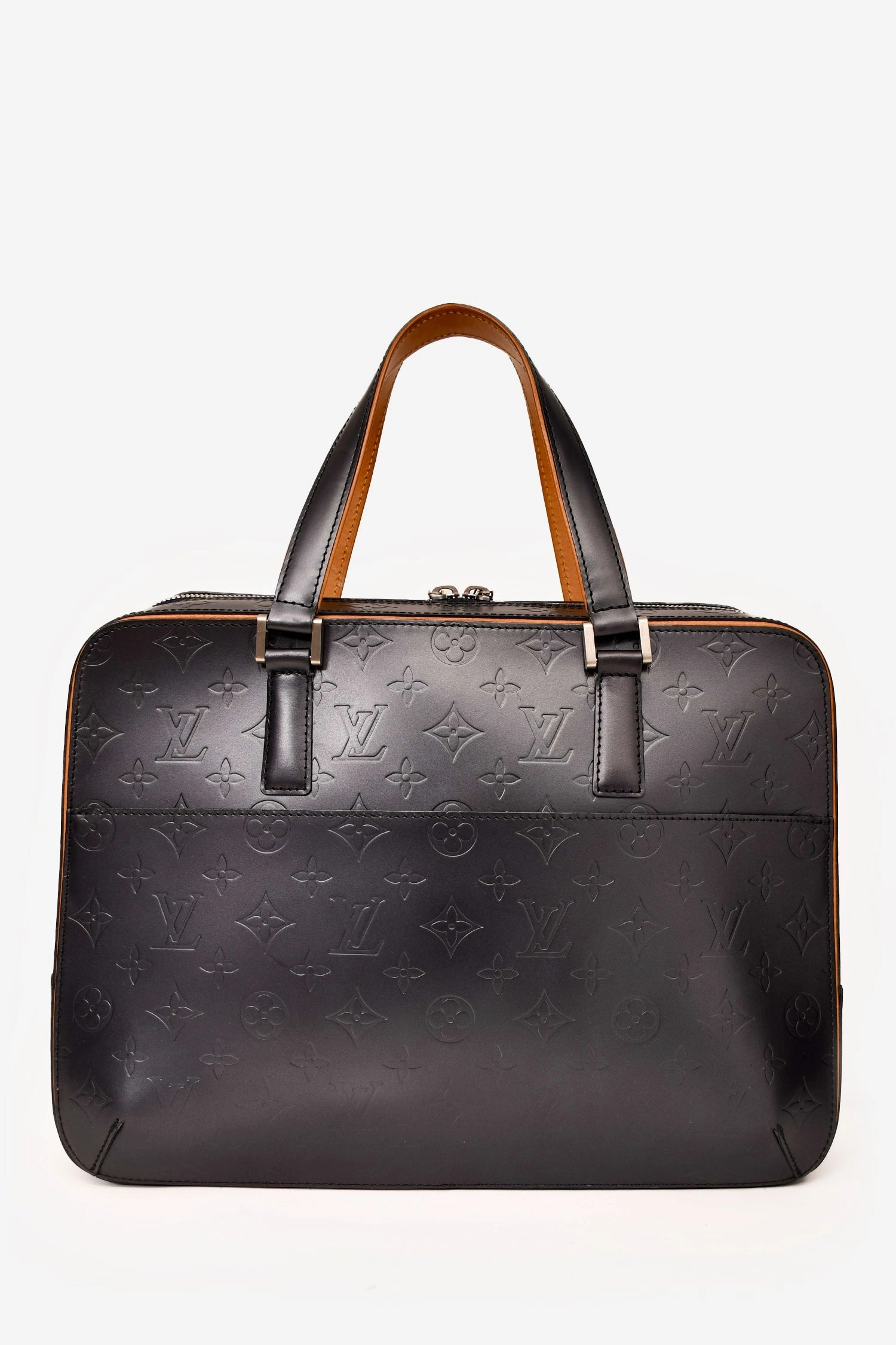 Louis Vuitton 2002 Matte Greyish Blue Leather Monogram Briefcase