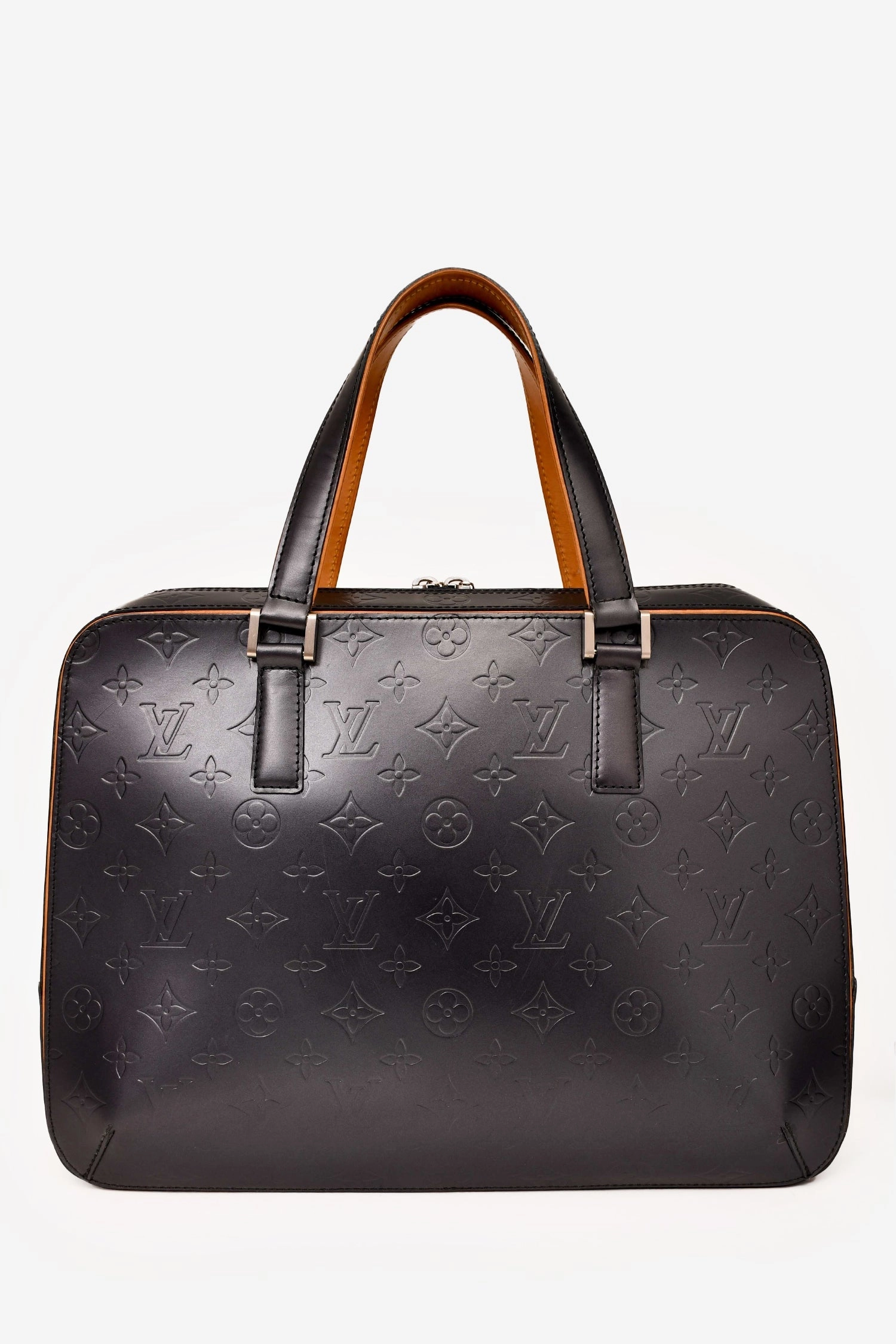 Louis Vuitton 2002 Matte Greyish Blue Leather Monogram Briefcase
