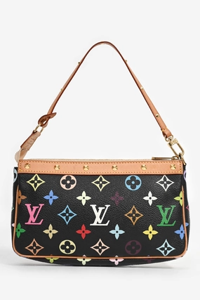 Louis Vuitton 2005 Black Multicolore Canvas Pochette