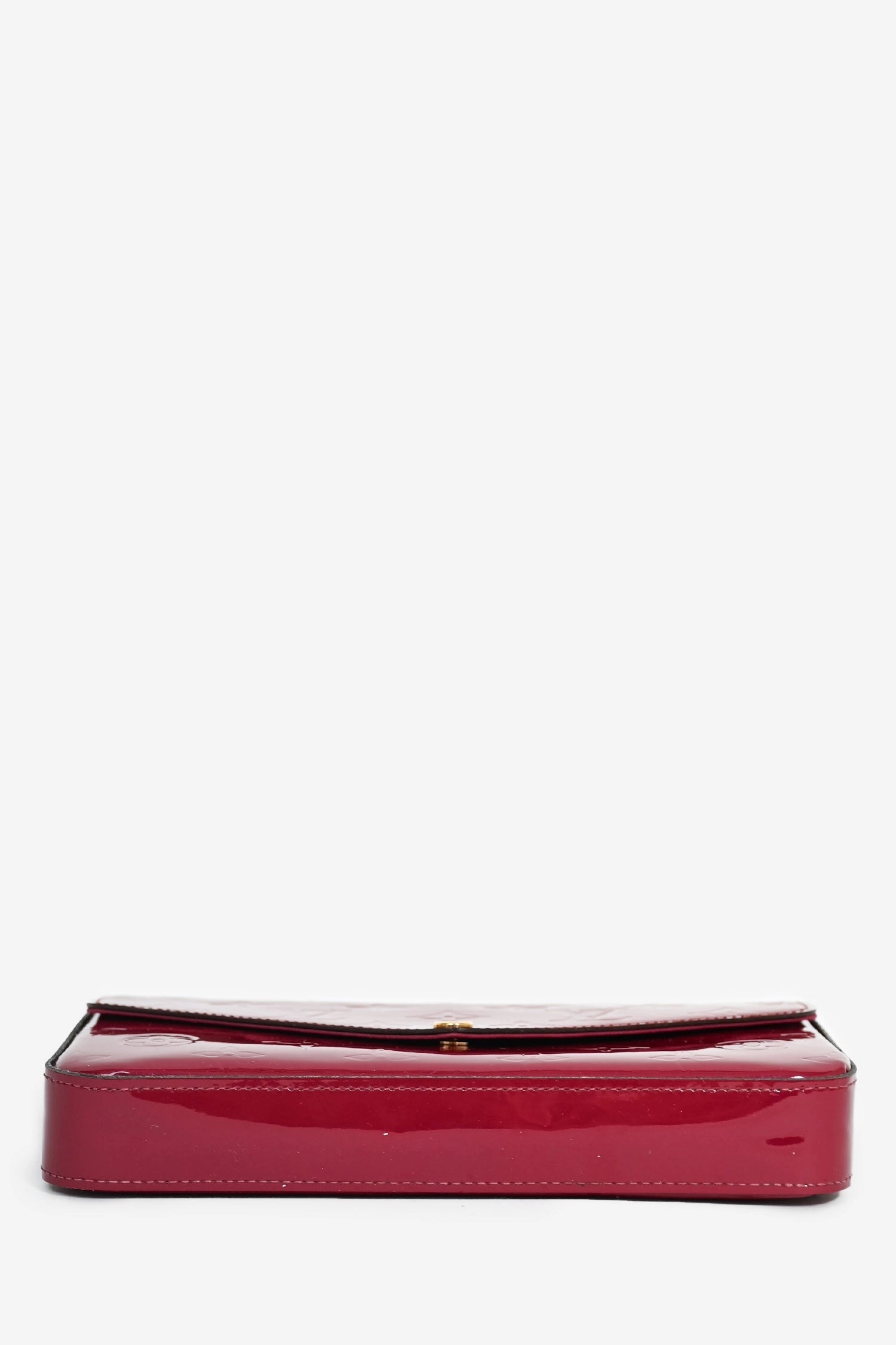 Louis Vuitton 2015 Burgundy Monogram Vernis 'Felecie' Pochette on Chain with Inserts