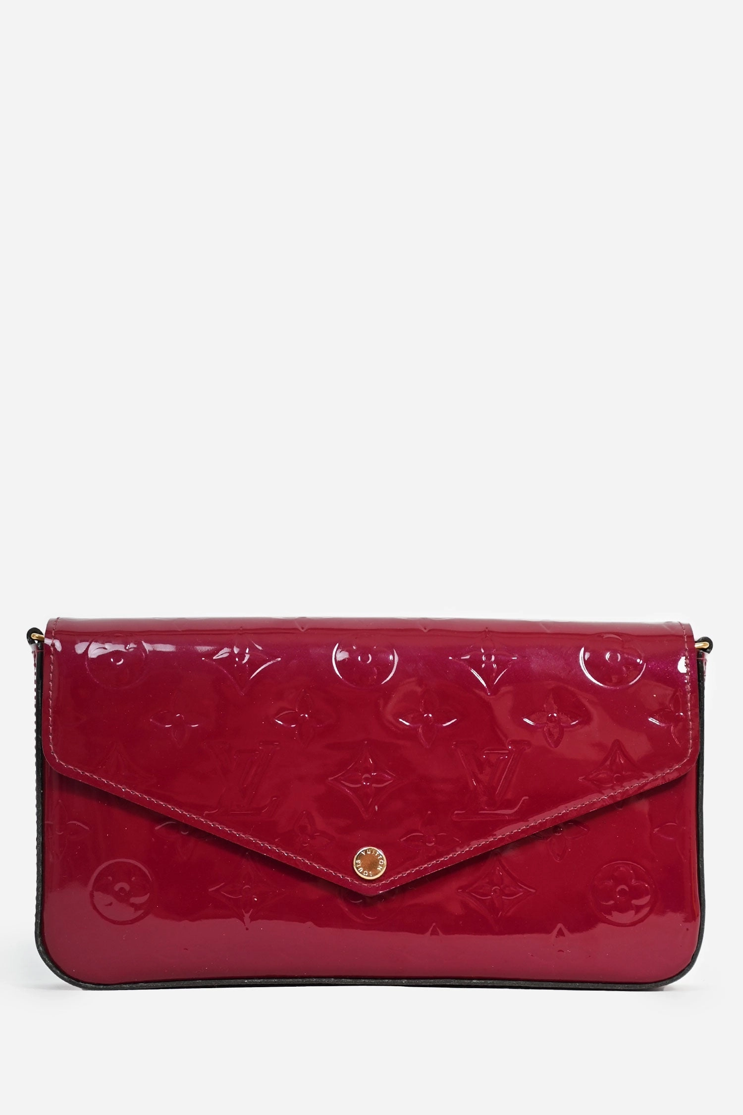 Louis Vuitton 2015 Burgundy Monogram Vernis 'Felecie' Pochette on Chain with Inserts