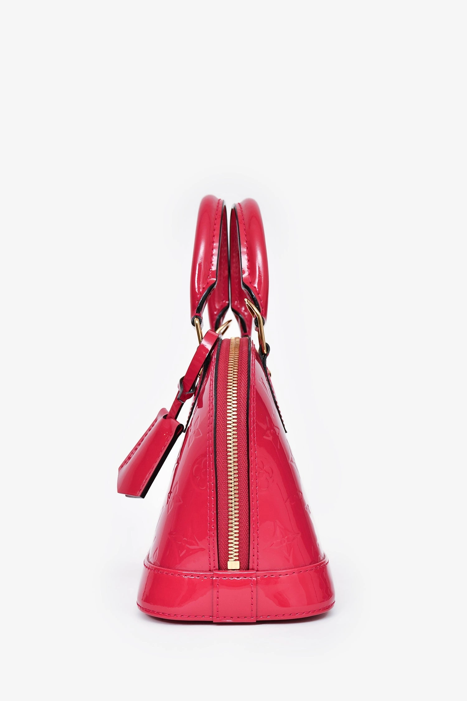 Louis Vuitton 2015 Fuchsia Patent Leather Alma BB Top Handle with Strap