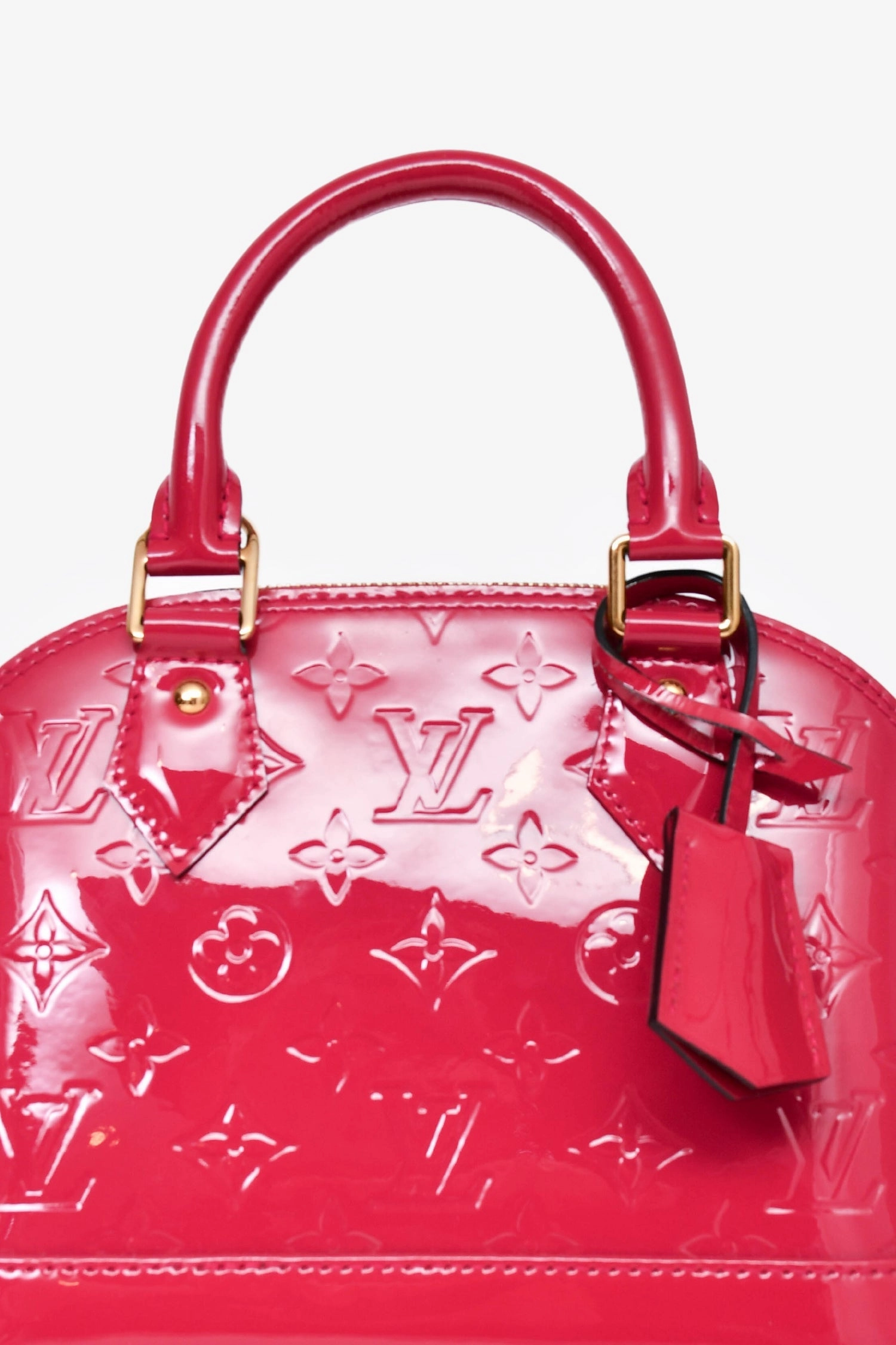 Louis Vuitton 2015 Fuchsia Patent Leather Alma BB Top Handle with Strap