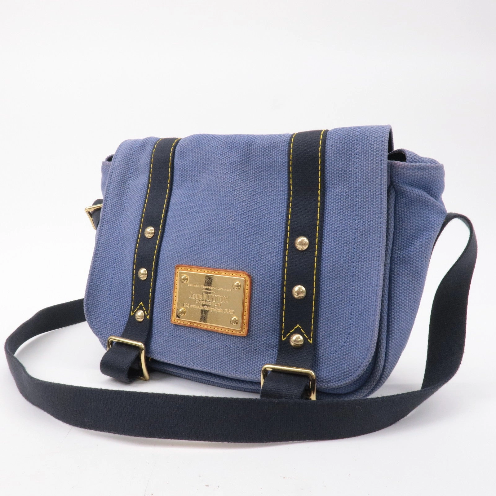Louis Vuitton Antigua Besace PM Shoulder Bag Blue M40081
