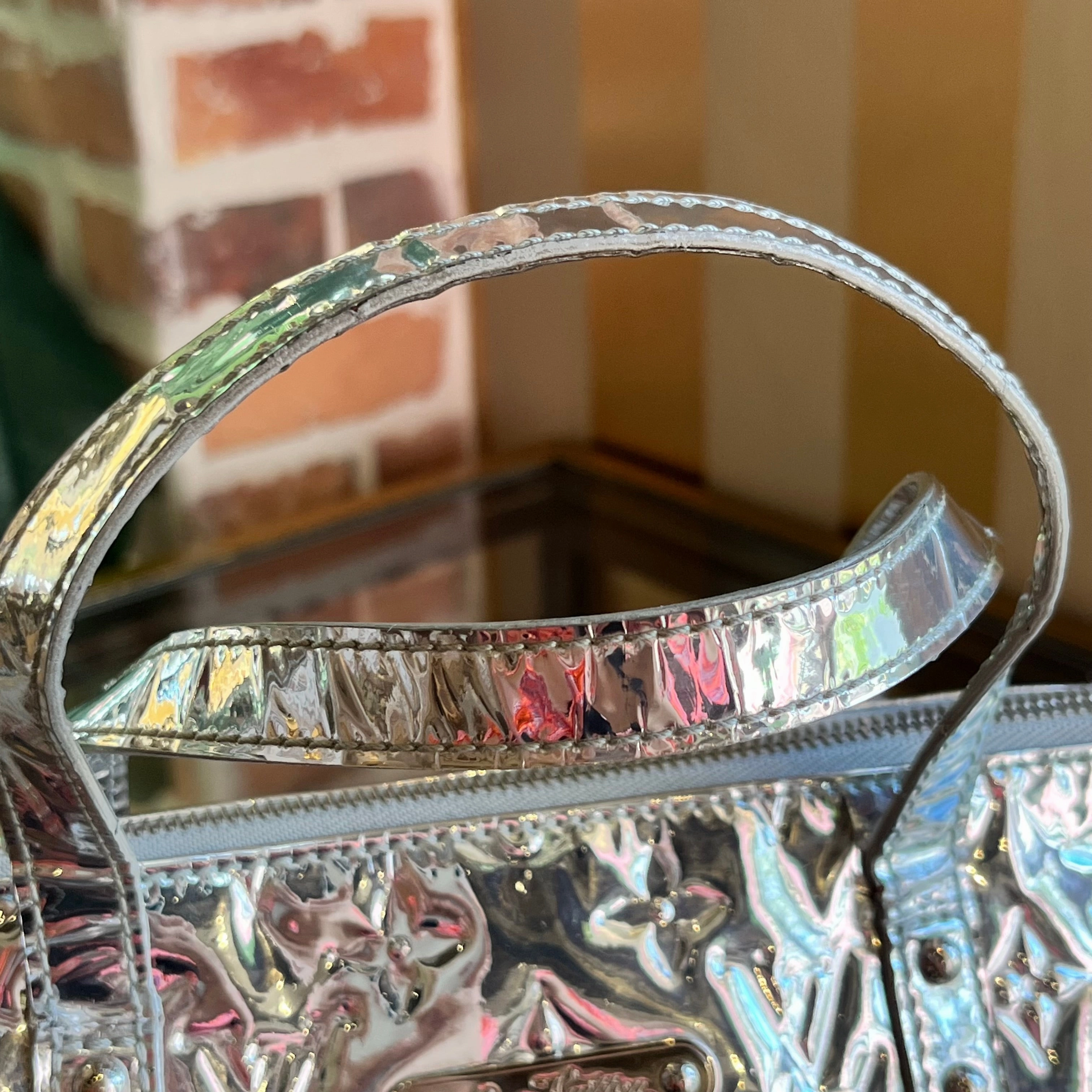 LOUIS VUITTON Bellevue PM Silver Monogram Miroir Tote Bag