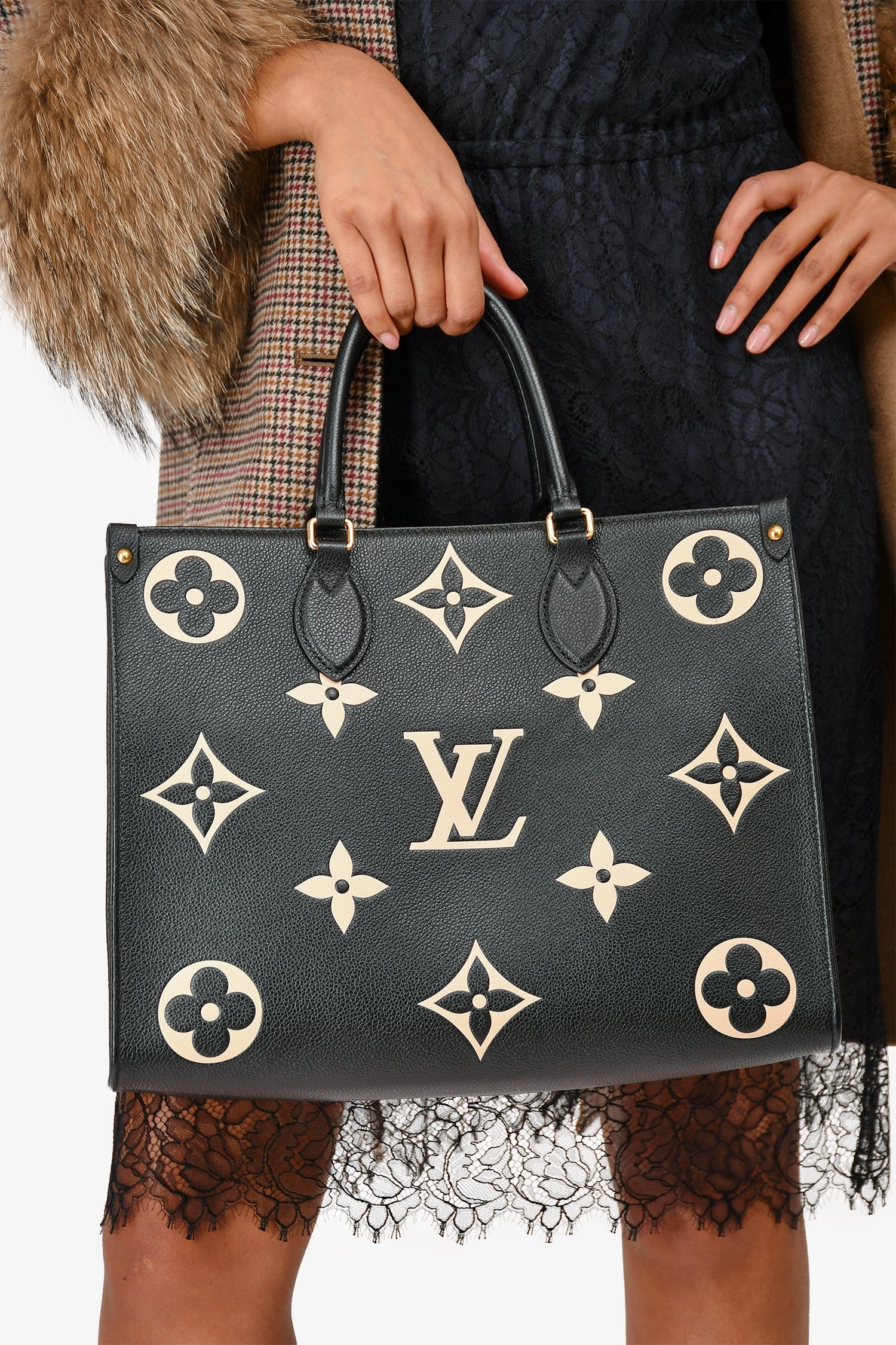 Louis Vuitton Black/Beige Giant Empreinte Onthego MM Tote