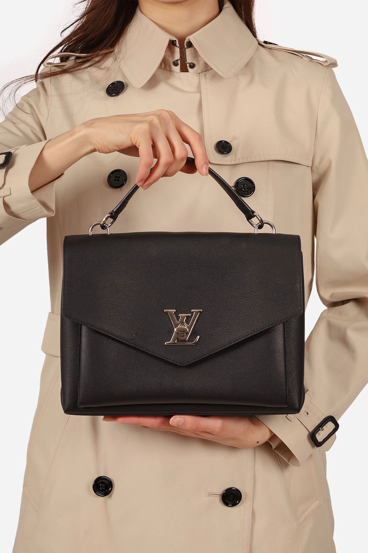 Louis Vuitton Black Leather LockMe Top Handle