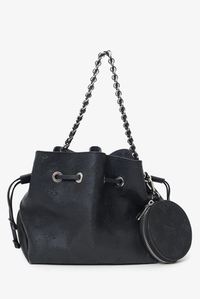 Louis Vuitton Black Mahina Leather 'Bella' Bag