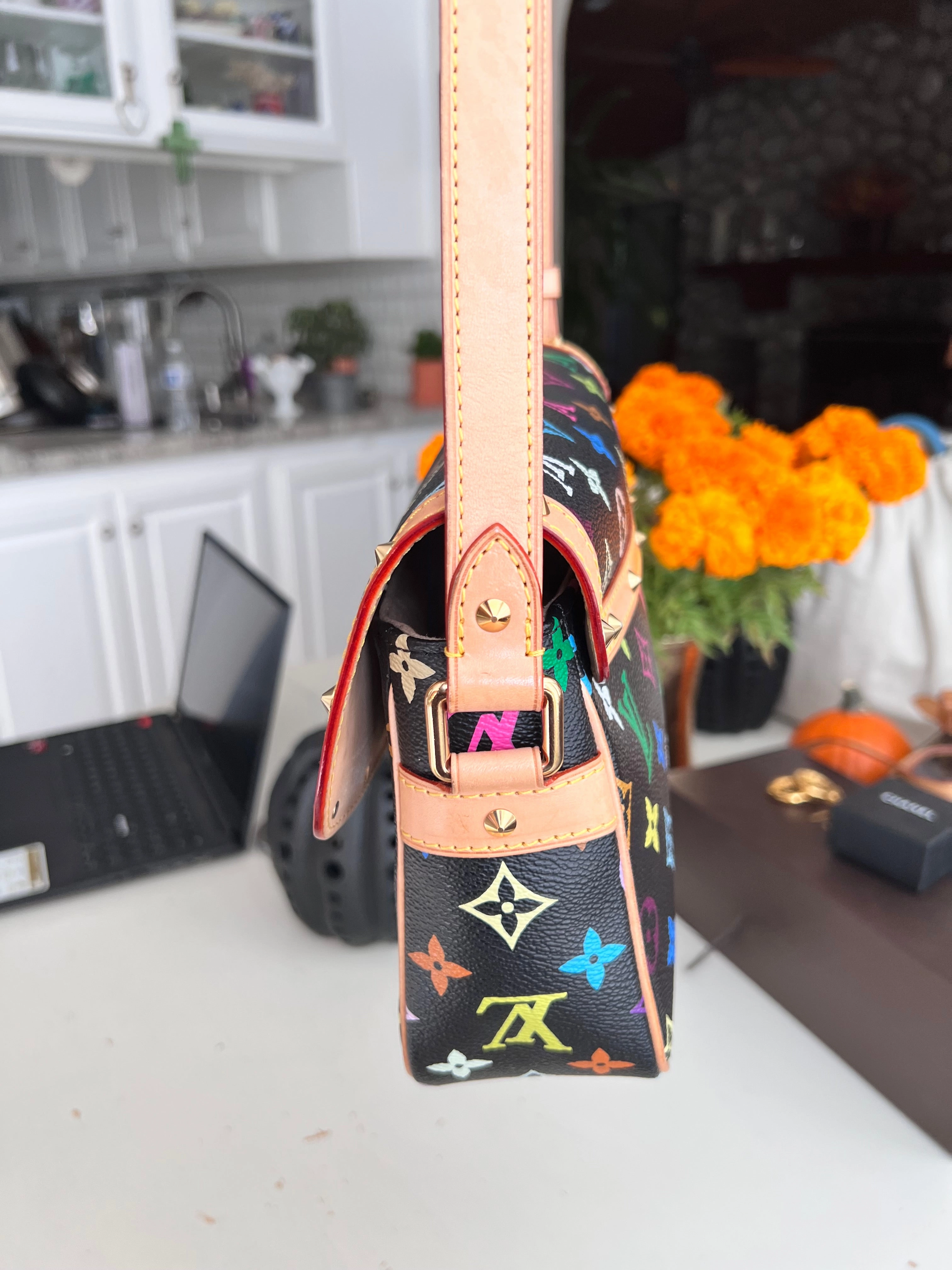Louis Vuitton black multicolor sologne crossbody messenger bag