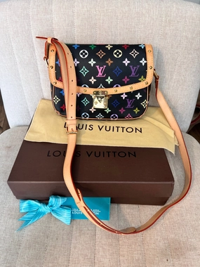 Louis Vuitton black multicolor sologne crossbody messenger bag