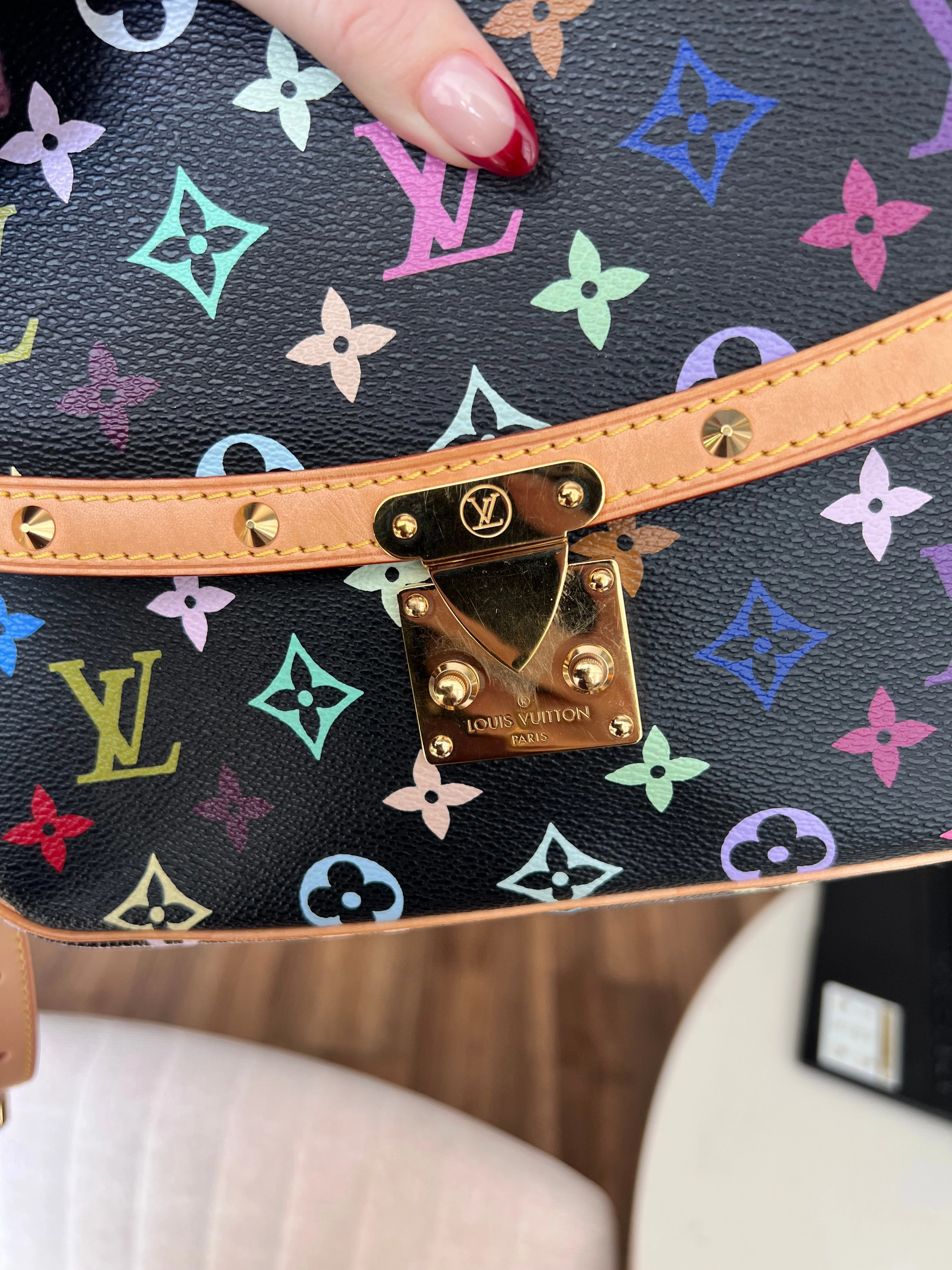 Louis Vuitton black multicolor sologne crossbody messenger bag