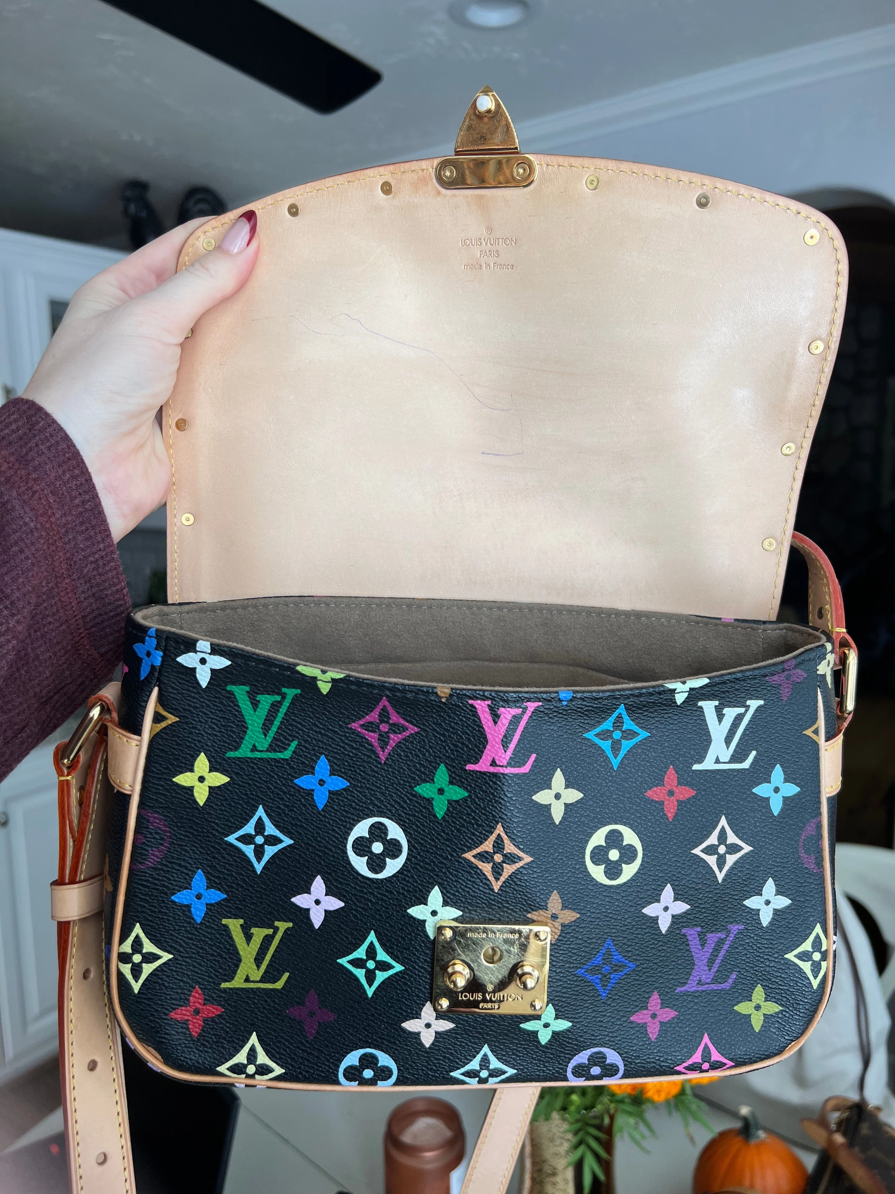 Louis Vuitton black multicolor sologne crossbody messenger bag