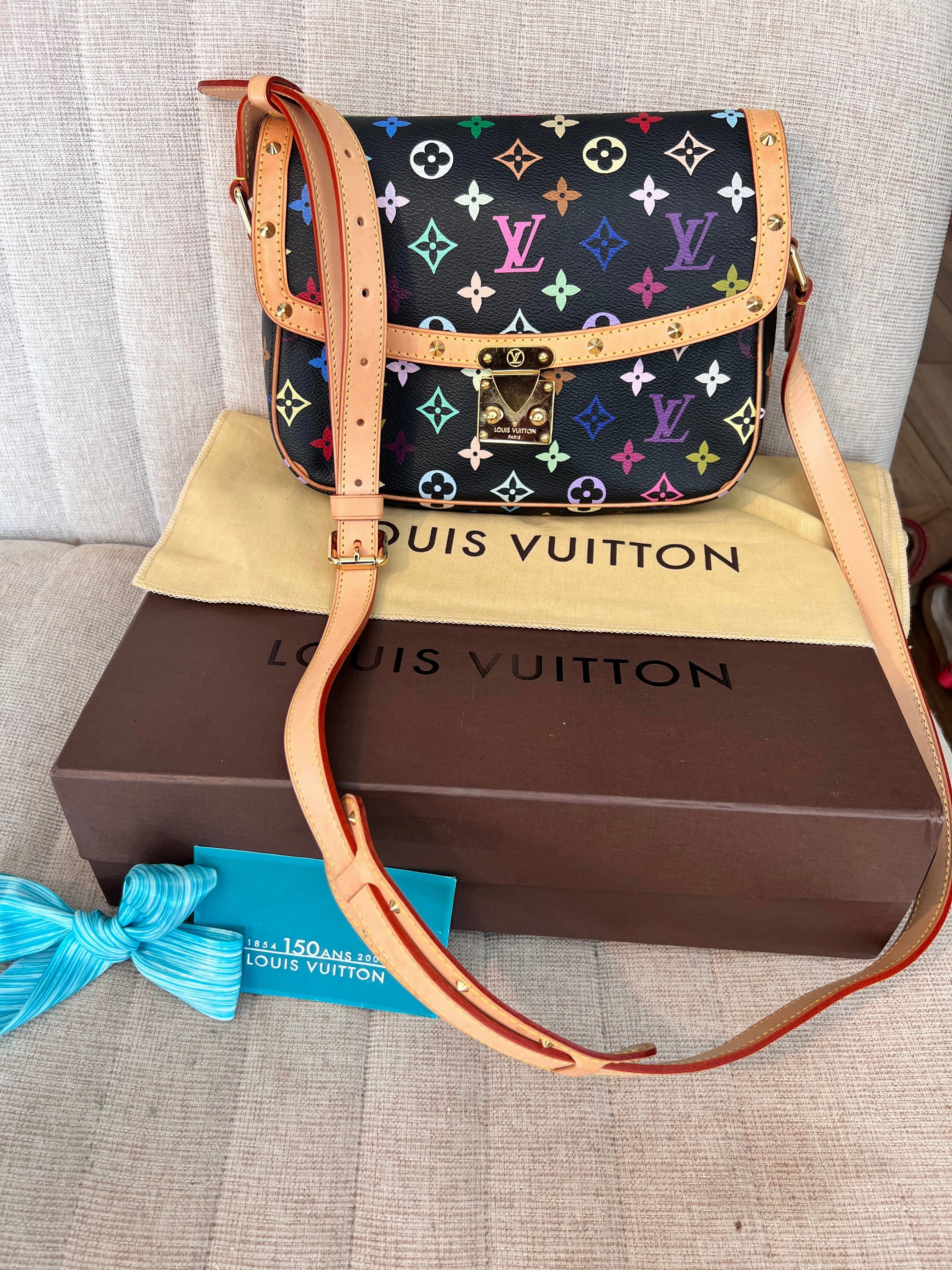 Louis Vuitton black multicolor sologne crossbody messenger bag