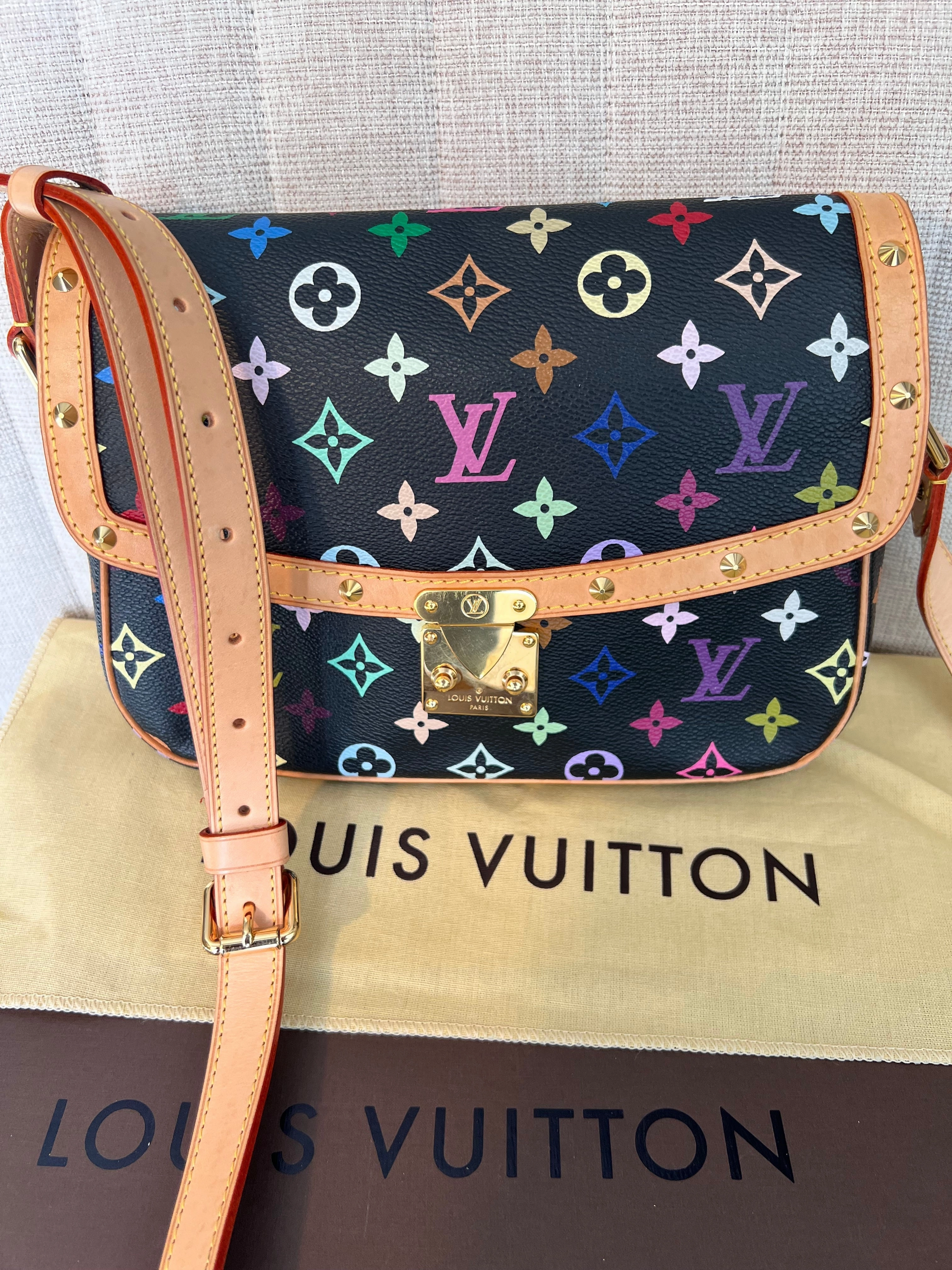 Louis Vuitton black multicolor sologne crossbody messenger bag