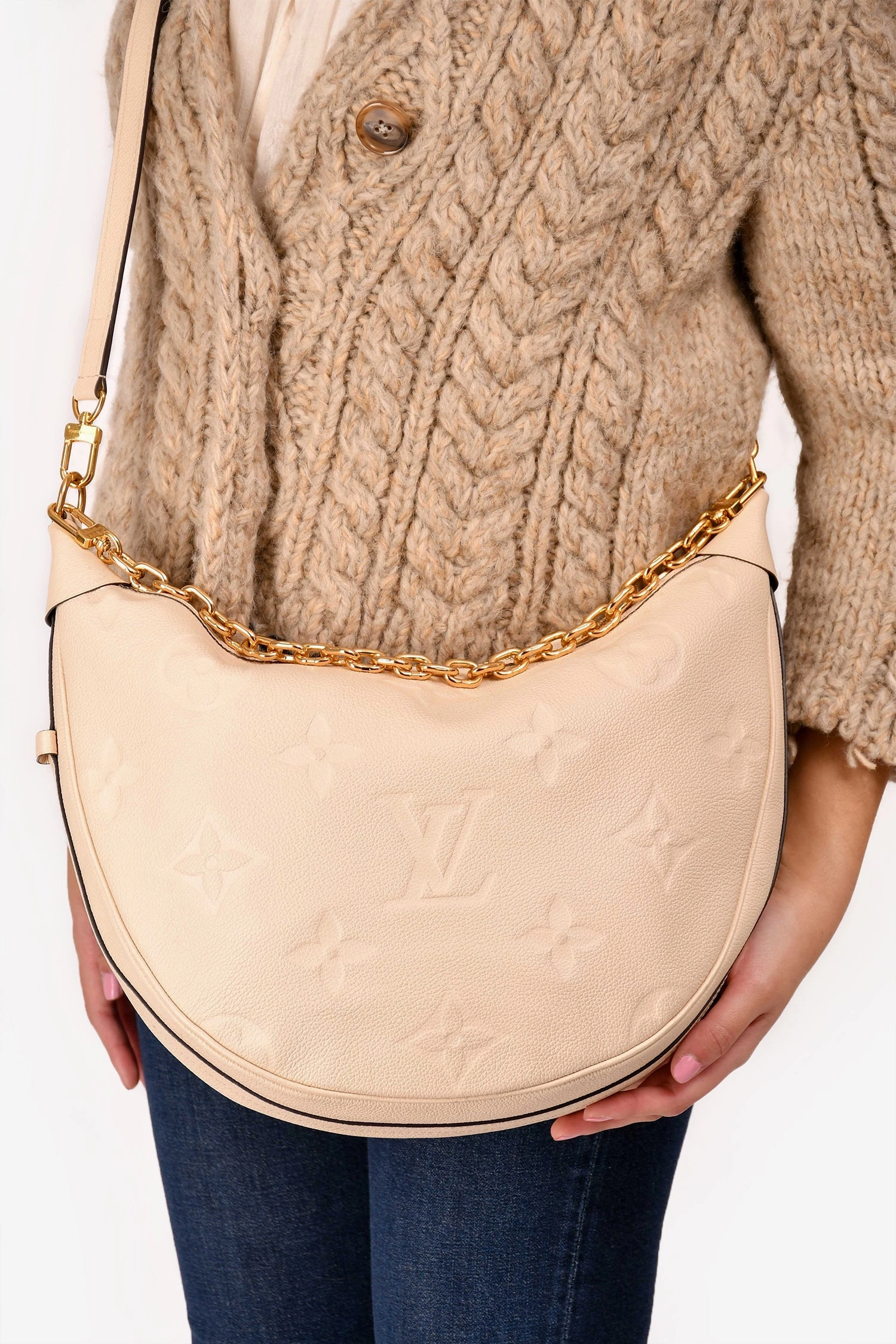Louis Vuitton Cream Monogram Empreinte Loop Hobo Bag