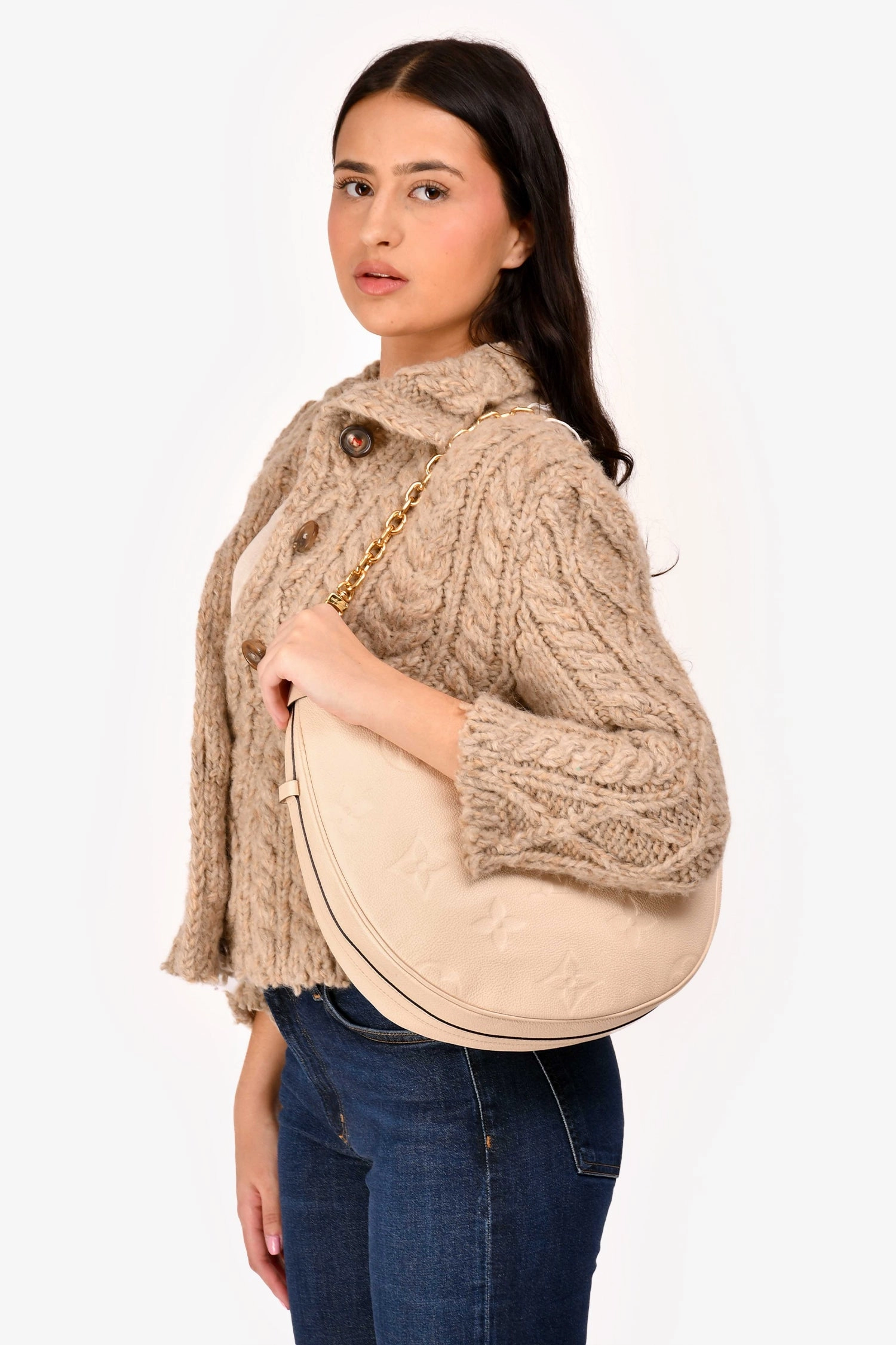 Louis Vuitton Cream Monogram Empreinte Loop Hobo Bag