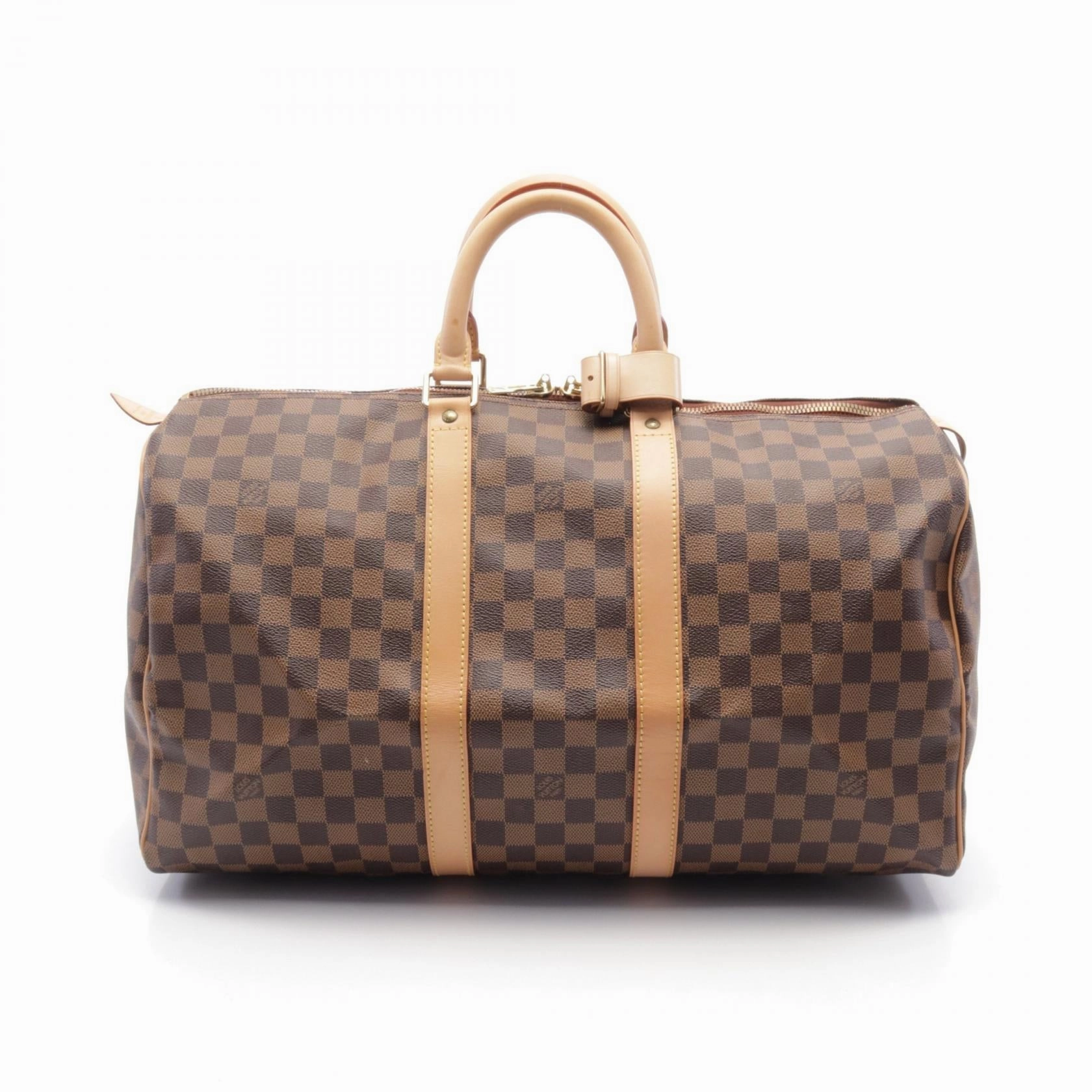 Louis Vuitton Damier Canvas Leather Keepall 45 Bag